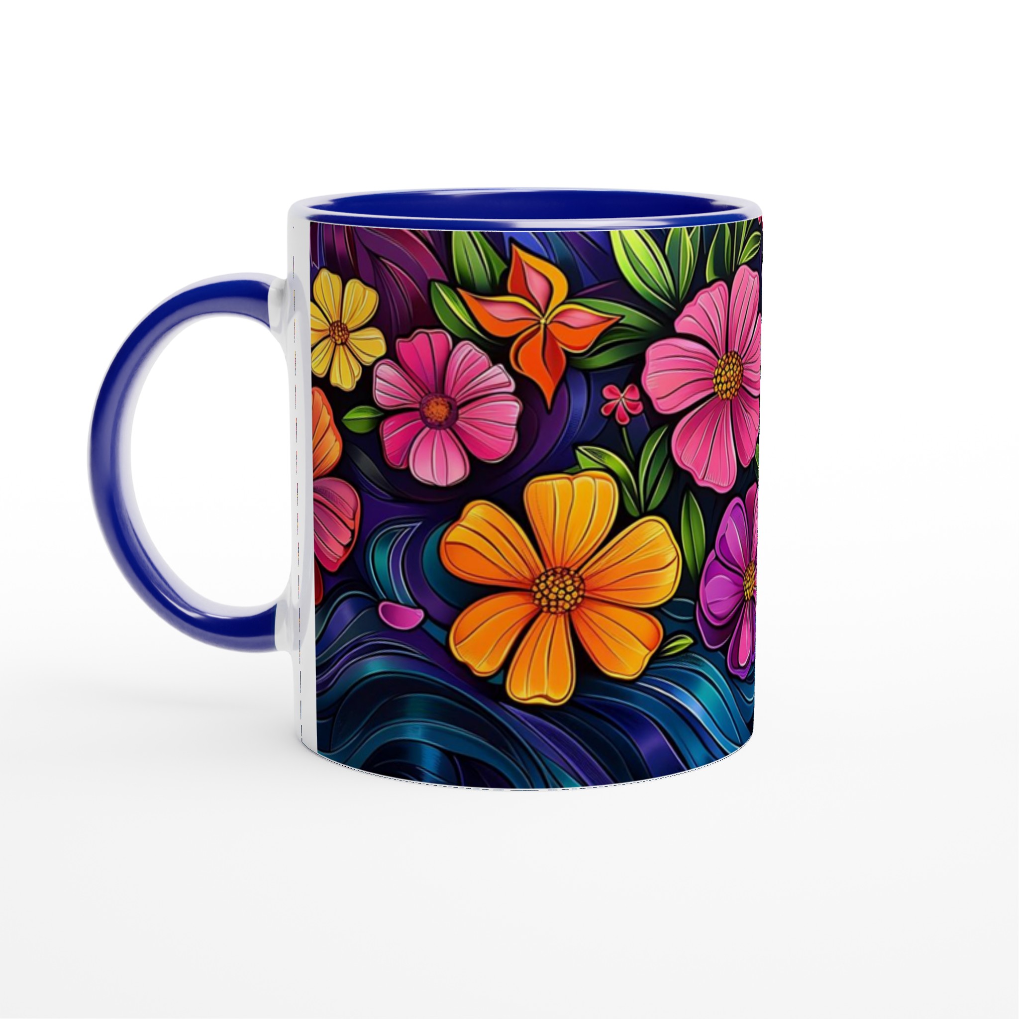 Konstfull Blomster Dans – 11oz Keramisk Mugg med Vibrerande Blå Vågor 2 3ff2d714-a5d3-4fb8-989b-1be656f5fa90