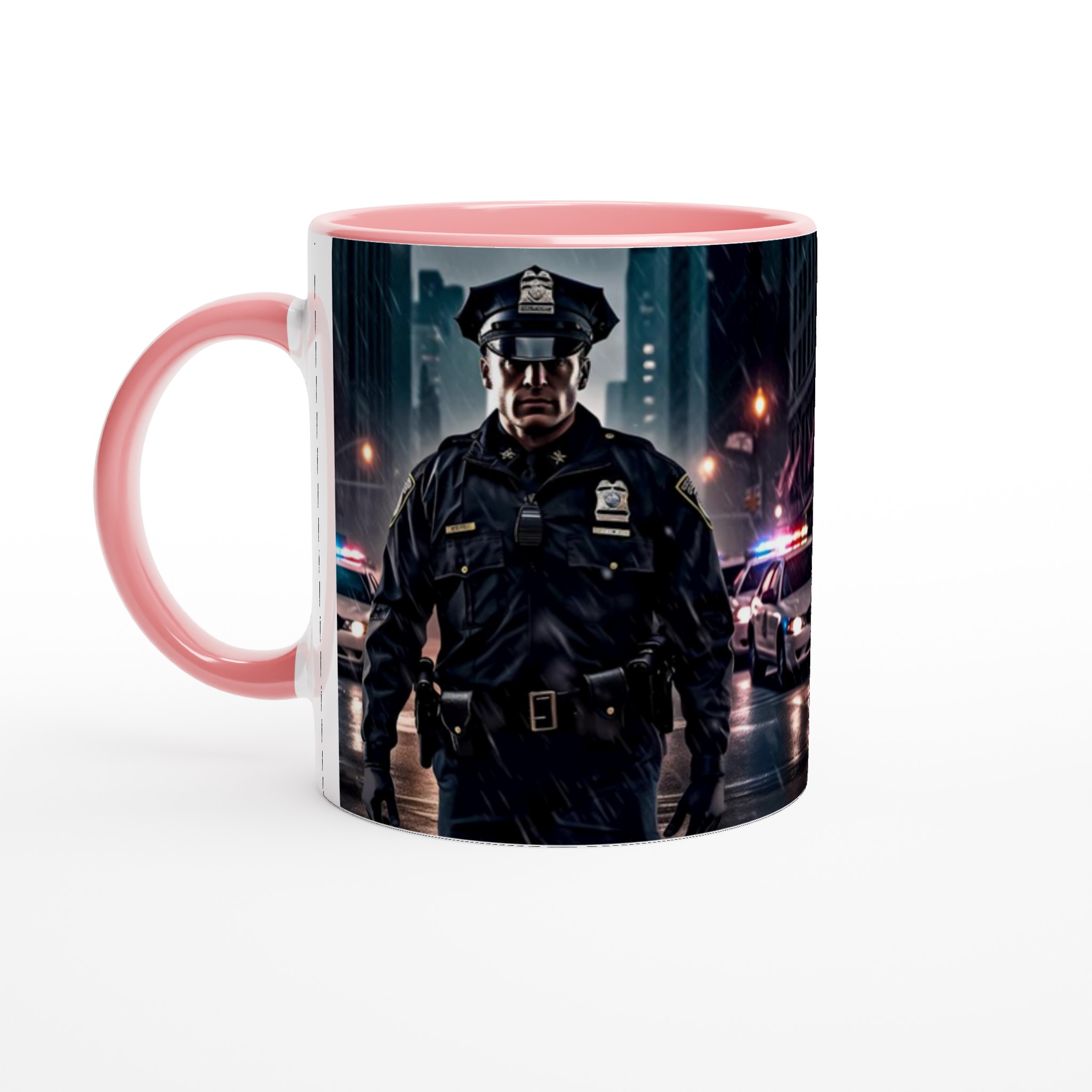 Stark och dramatisk Vit 11oz keramisk mugg med polisståndsmotiv – välj din färgstil 6 3ff4bd00-fb3d-4deb-ba8e-69a28d510639