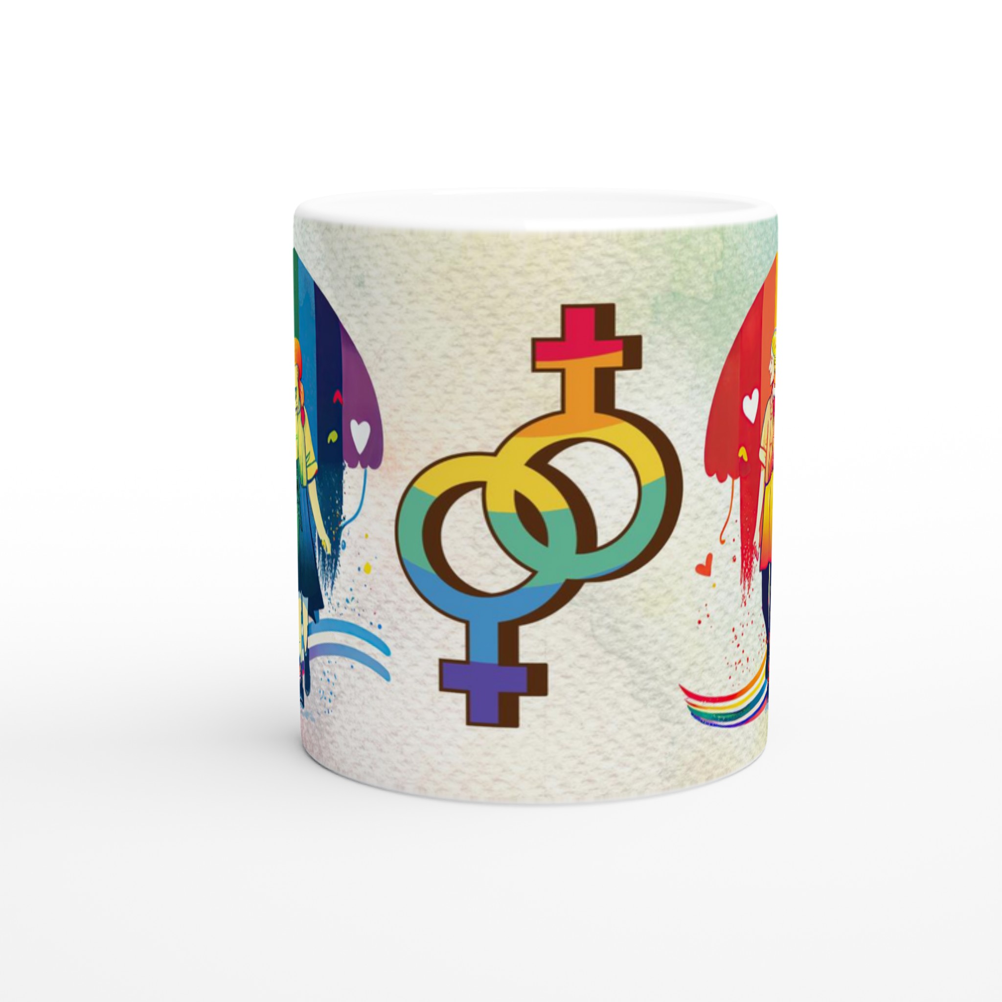 Vit 11oz Keramisk Mugg med Färgglad Pride-Design i Din Favoritfärg 8 402915e1-841b-4188-a6d6-fd921e9be8fa