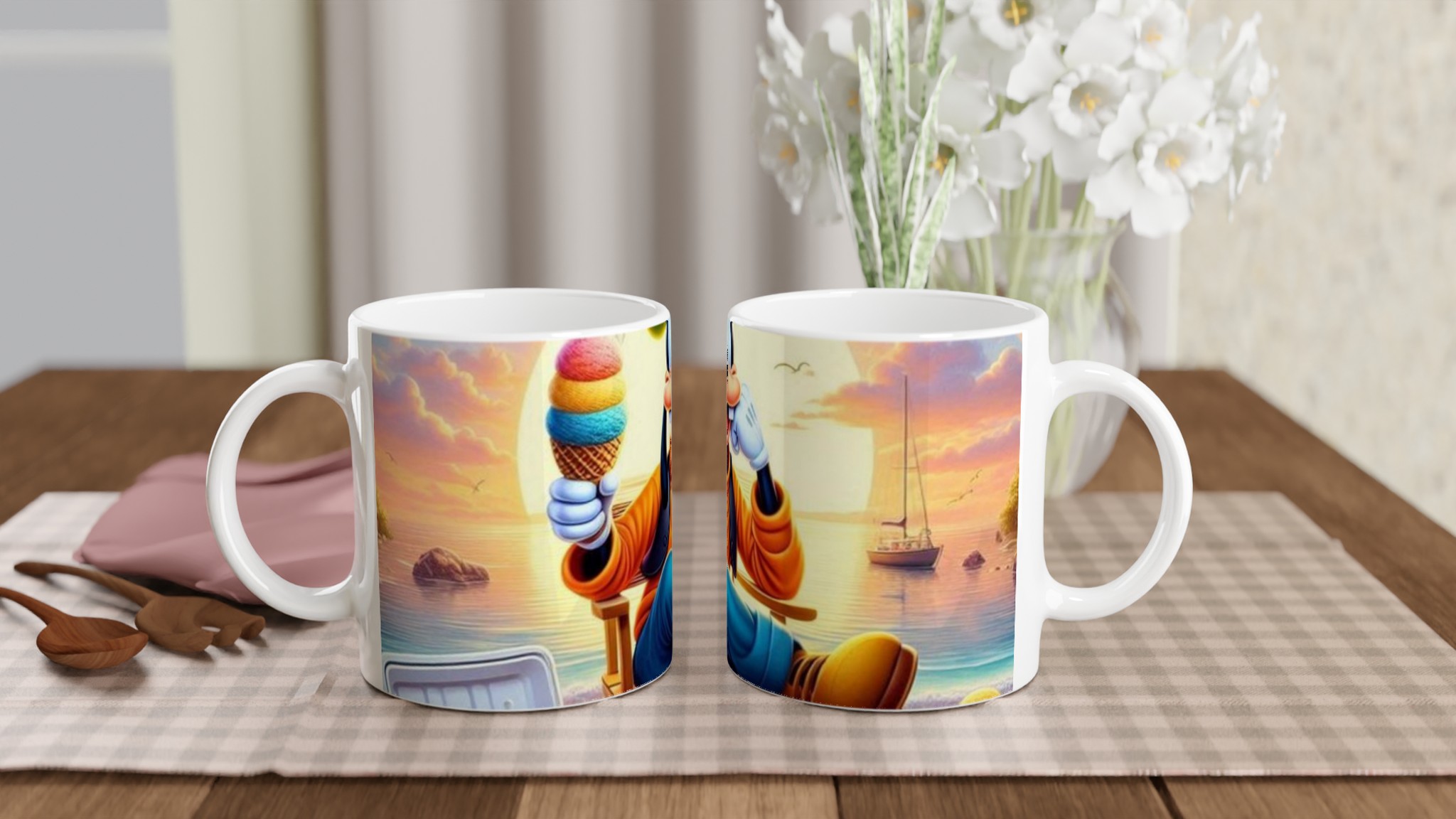 Vit 11oz Keramisk Mugg med Lekfull Goofy-design i Flera Färger 10 40418352-e71e-4fac-aa95-b064bc2e556f