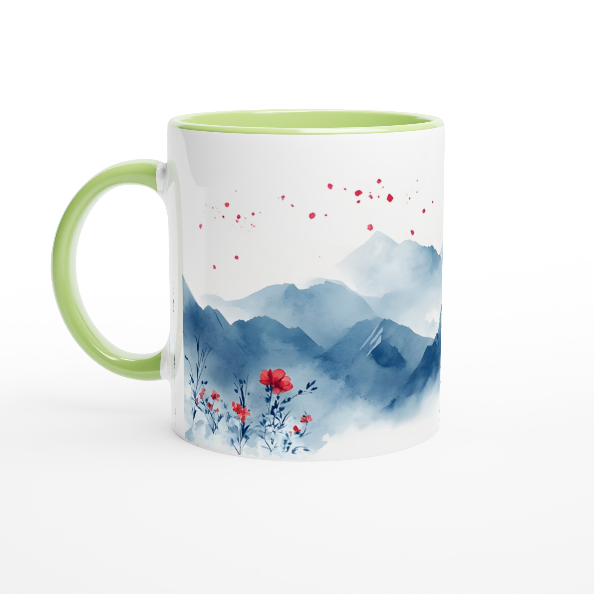 Dimhöljda Berg & Röda Blom – 11oz Keramisk Mugg för Konstälskaren i Sju Färgval 7 4052cf2d-dce6-4880-ae55-a27e0fa97902