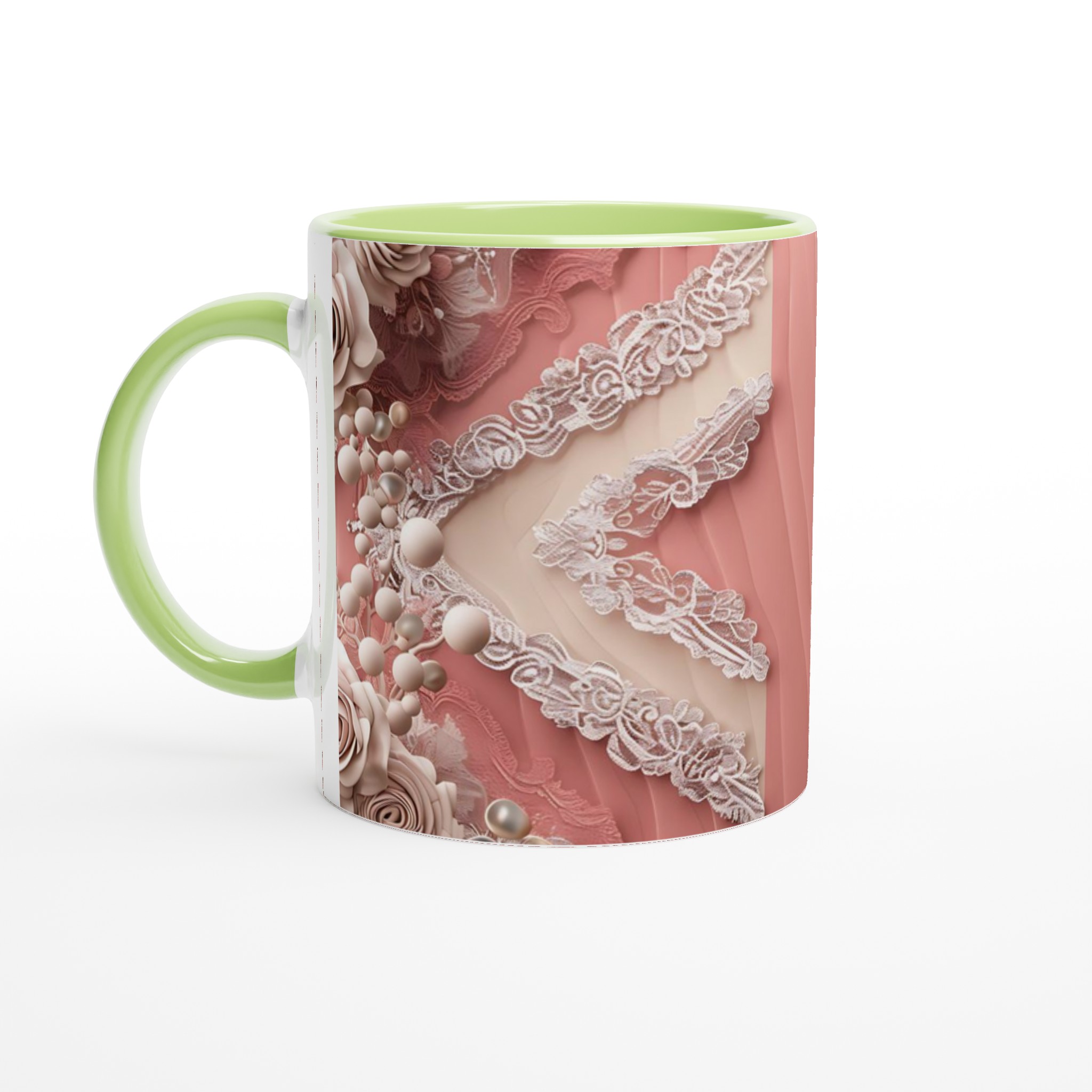 Vit 11oz Keramisk Mugg med Elegant Rosornament - Välj Din Favoritfärg 7 40788573-e05f-4811-9767-529dfd59308d