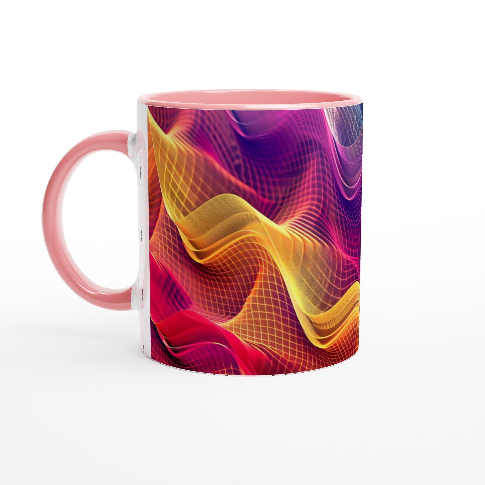 Vit 11oz keramisk mugg med livfull abstrakt design i flera färger 6 407f035e-f70c-4d73-82b2-09b77bc5f0da