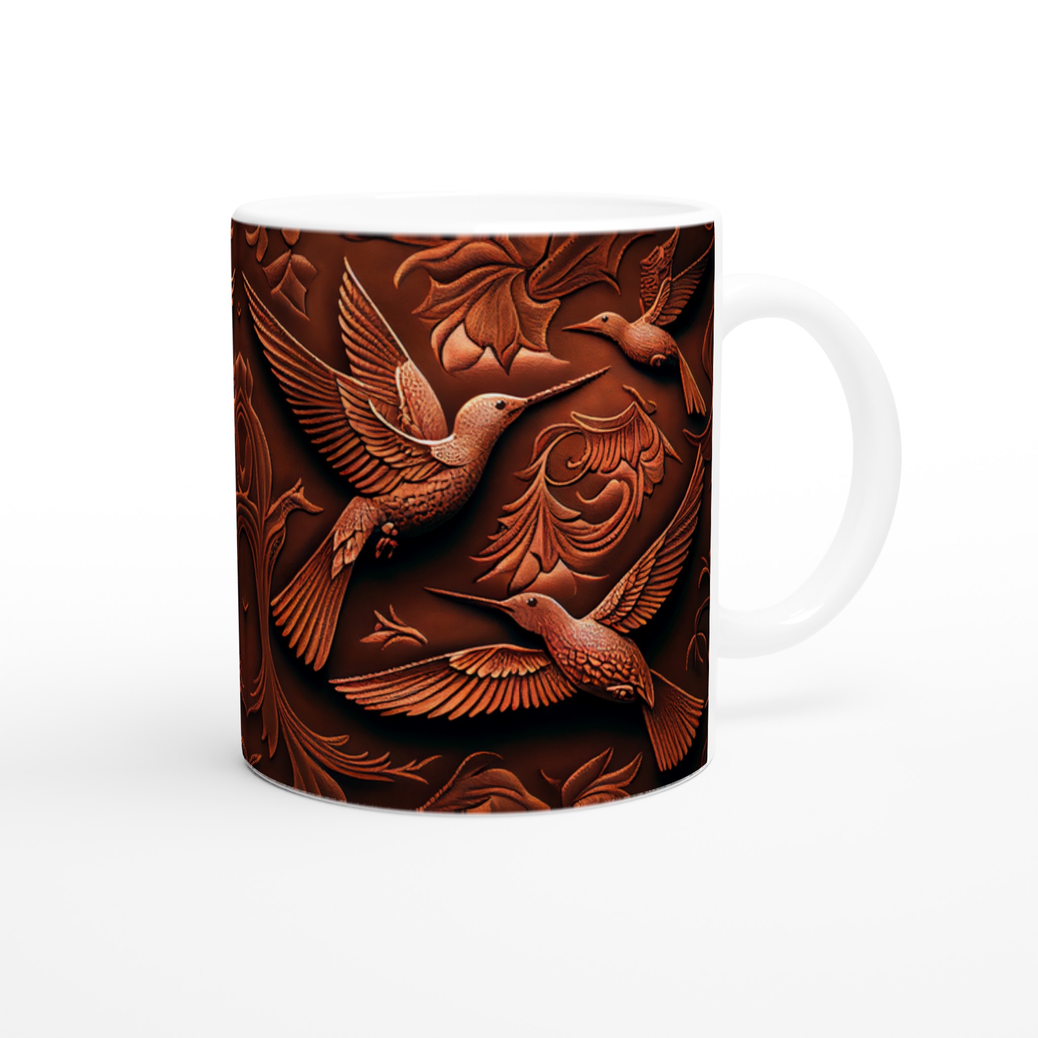 Elegant Ceramic Mug with Intricate Copper-Toned Hummingbird Relief – 11oz in Your Choice of Seven Vibrant Colors 9 40a26429-a19f-4a95-b76b-079e23f3ea2c