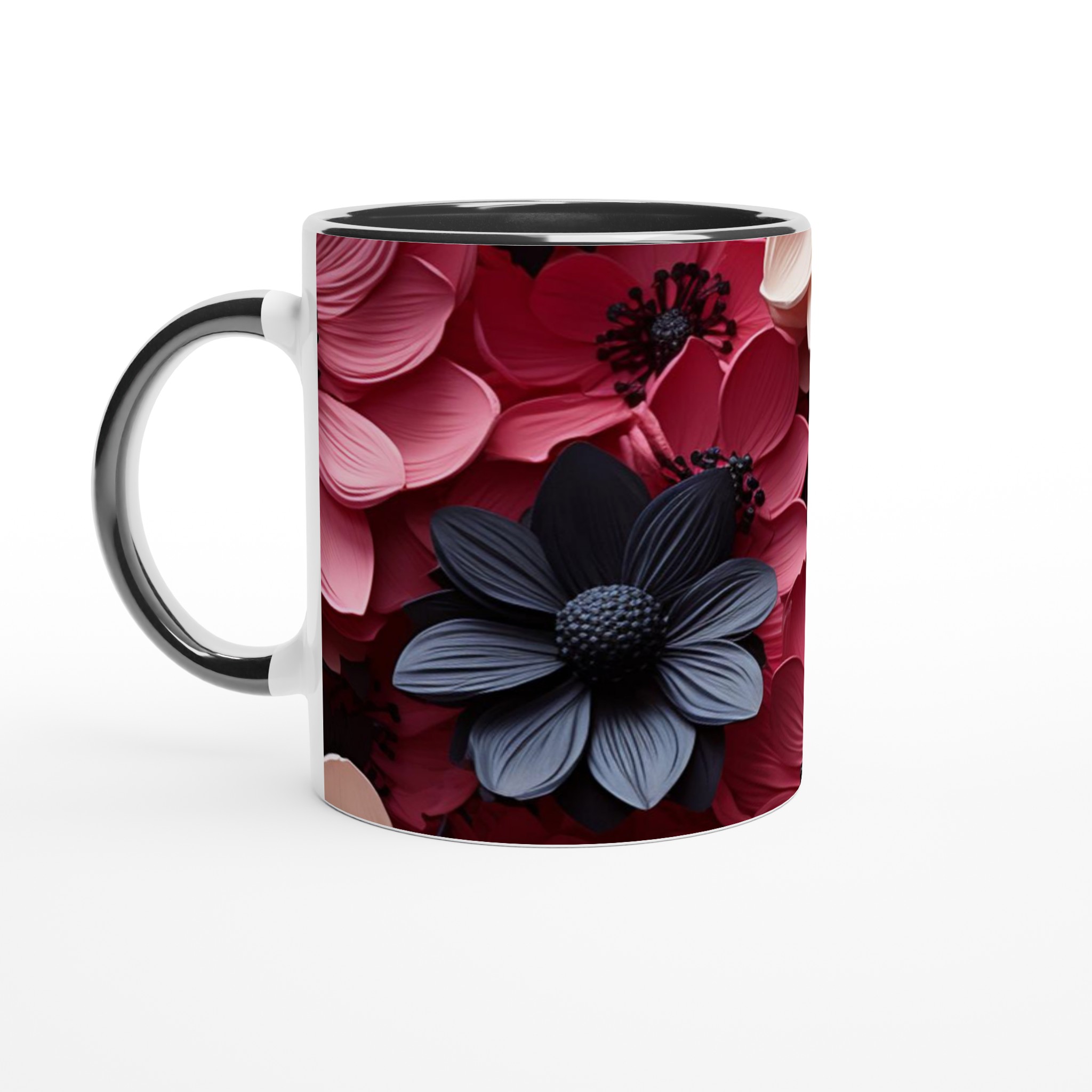 Vit 11oz keramisk mugg med blomstrande design i flera färgstarka nyanser 4 40ab113b-3eb1-4b2c-8275-bd29b6cccce5