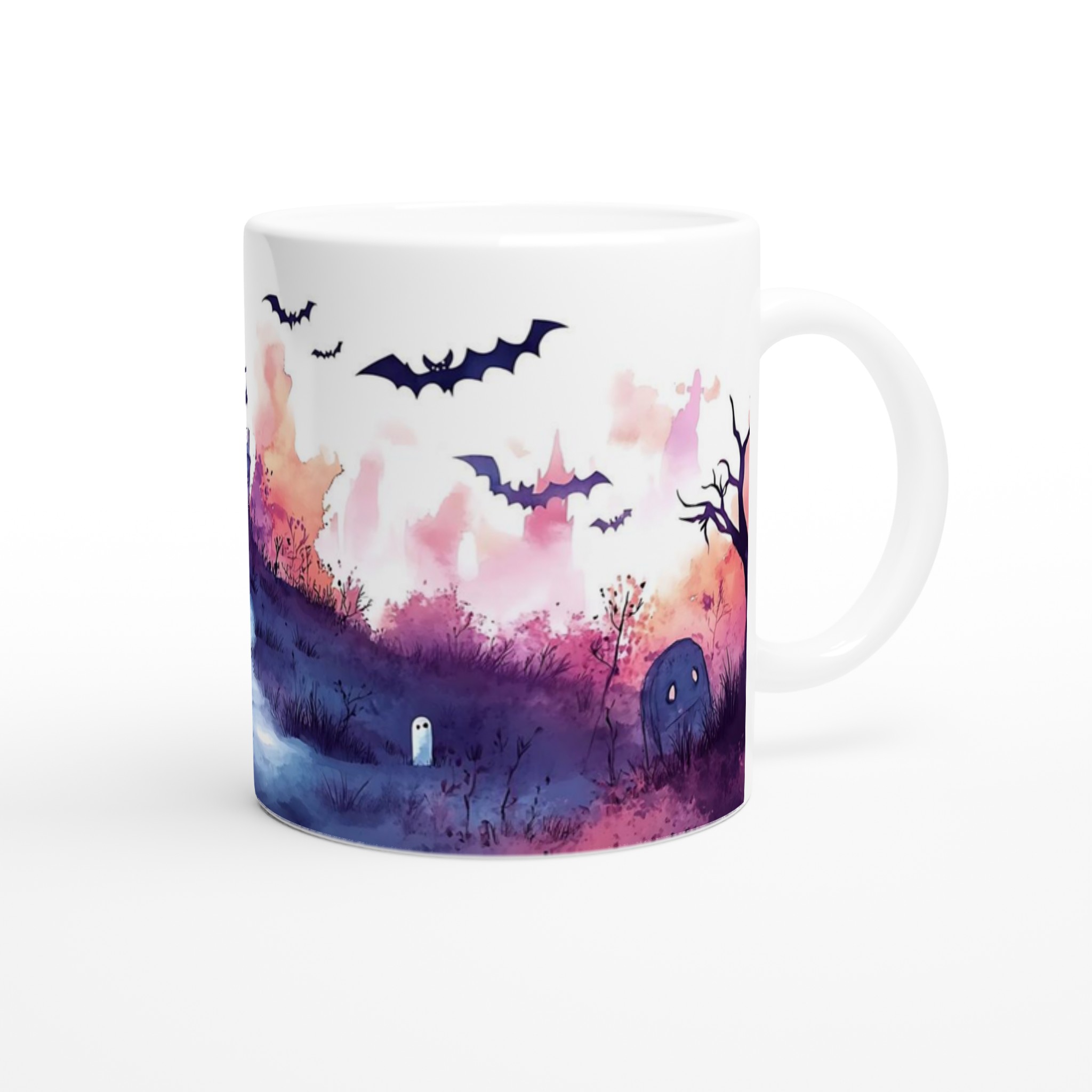Mystisk Spökslott Mugg i Akvarell – 11oz Keramikmugg för Halloween & Mysiga Stunder, Välj din färg! 9 40afb4fb-c828-4c71-99b7-f220c928cc35
