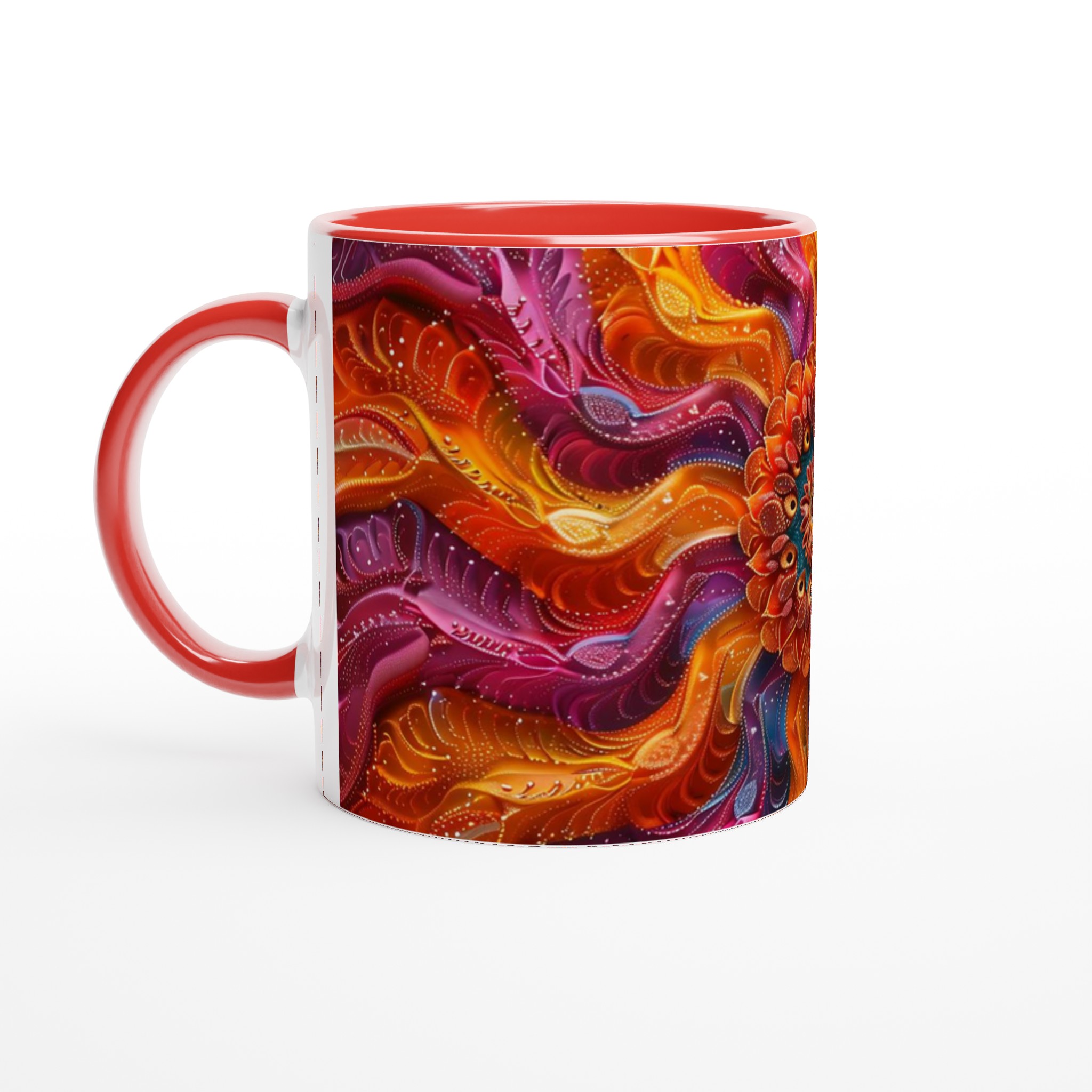 Abstrakt Mandala Keramikmugg - 11oz, Välj Bland Flera Levande Färger 5 40e6f515-f540-44c5-be98-ef121a4a575f