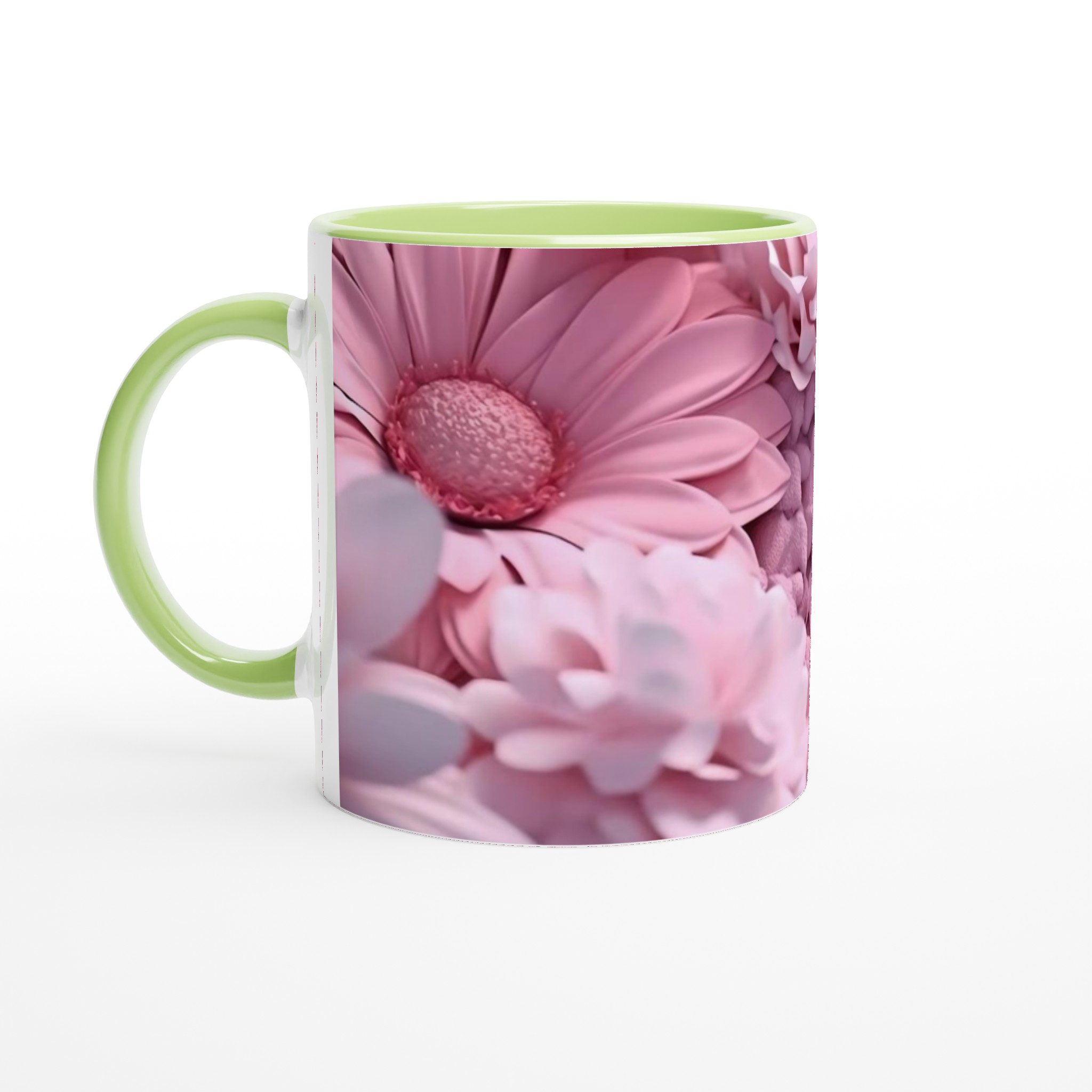 Vit 11oz keramisk mugg med drömskt rosa blommönster – välj din favoritfärg 7 4111822d-284e-4126-82b5-73ecc9fd133e