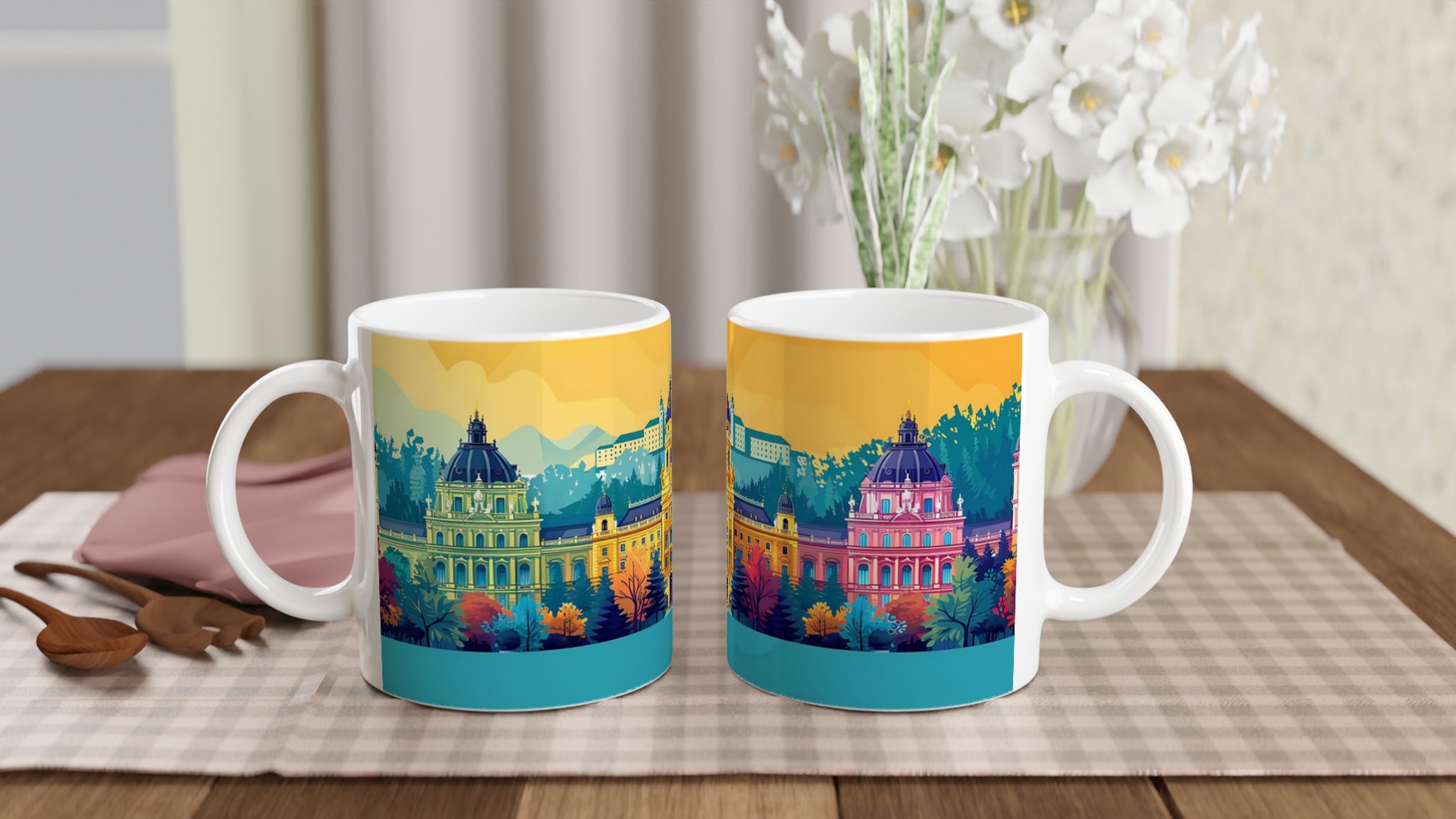 Europeisk Stad Charm Mugg - 11oz Keramikmugg i levande färger 10 411267bb-a6e8-40e9-a3cb-b9dd81d5bf0c