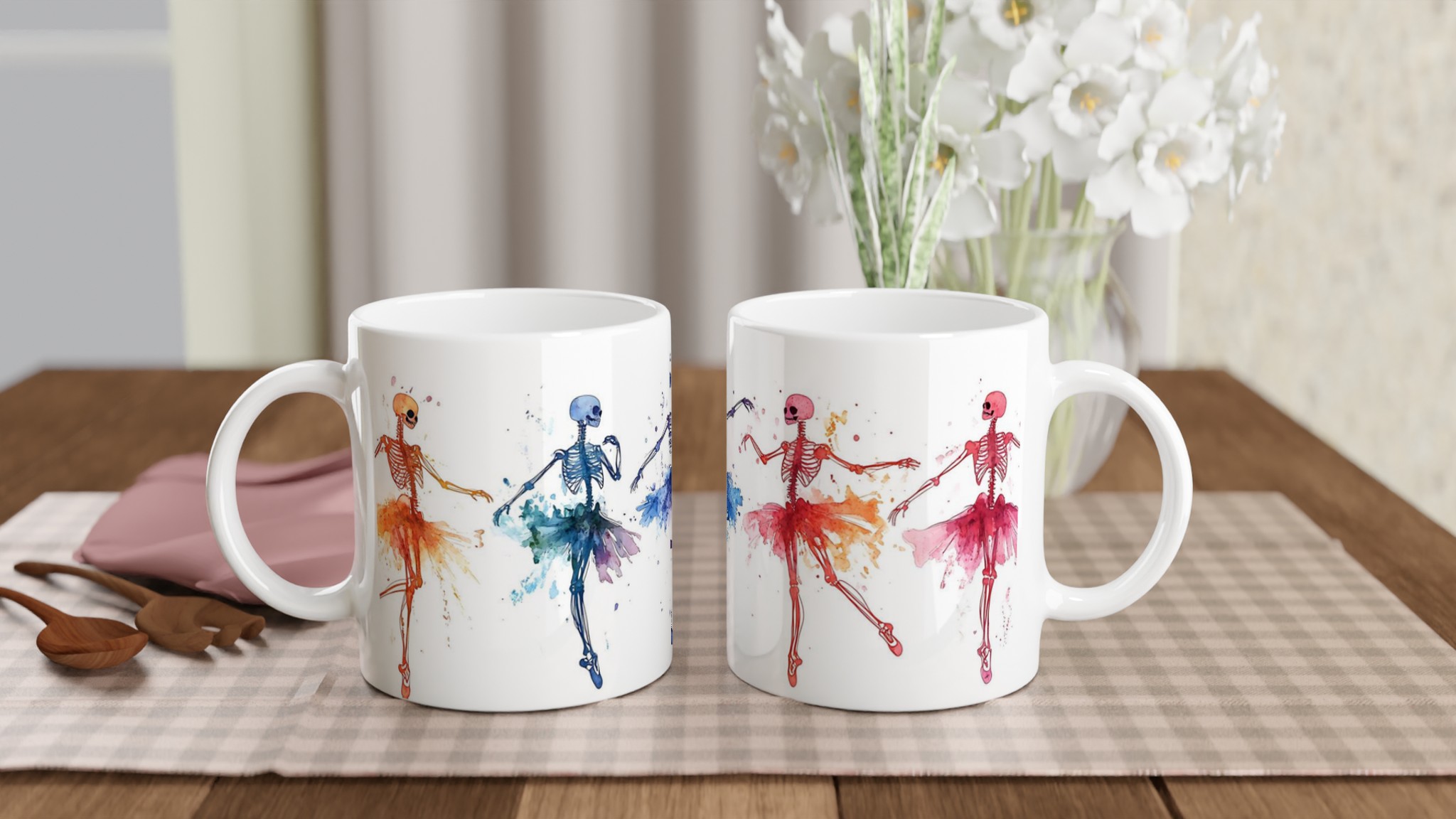 Dansande Akvarell Skelett Mugg – Färgstark Keramisk Kaffemugg i ditt val av sju nyanser! 10 41384661-8911-4e54-a00a-f49966ddd77f