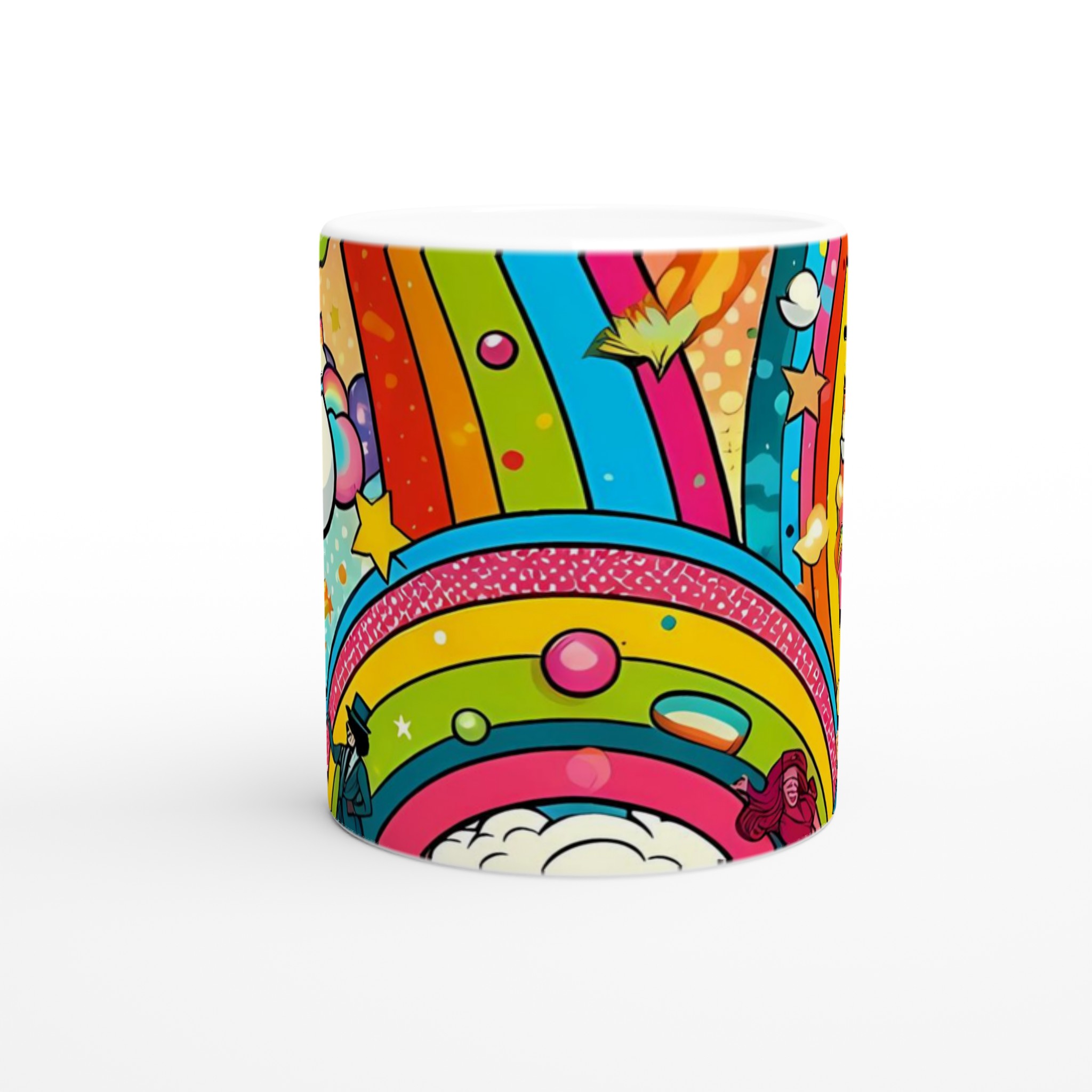 Färgstark 11oz keramisk mugg med lekfulla regnbågs- och dansmotiv i flera keramiska färger 8 415c60b5-6434-49f0-9651-feaf76f49686