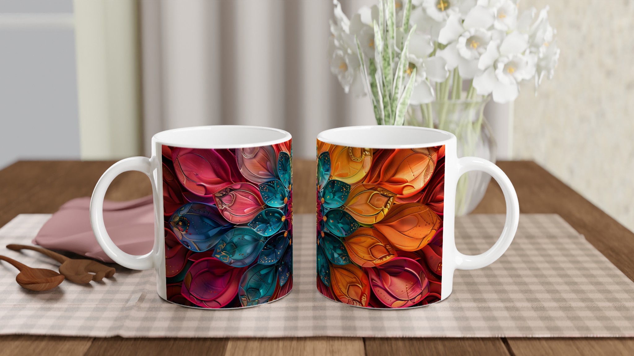 Mångfärgad Lotusmugg – Strålande 11oz Keramisk Mugg för Konstälskaren i Sju Levande Färger 10 415f623c-97b2-43d2-9515-dc40605fd638