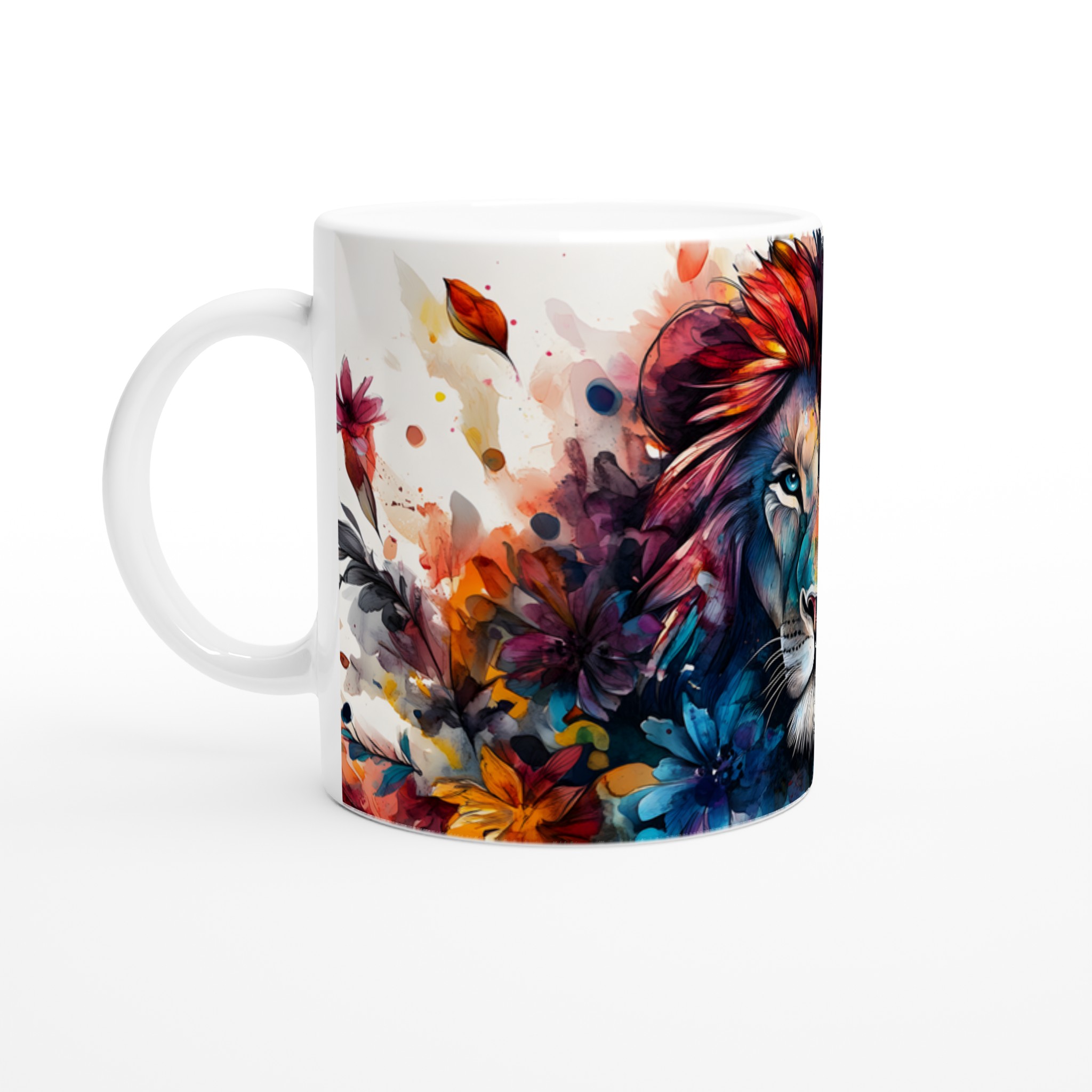 Majestic Lejon Konst Mugg - Livfull Akvarell Keramikmugg i ditt Val av Färg 1 41d7e5de-a02f-49dd-8b29-b7004892c1a7