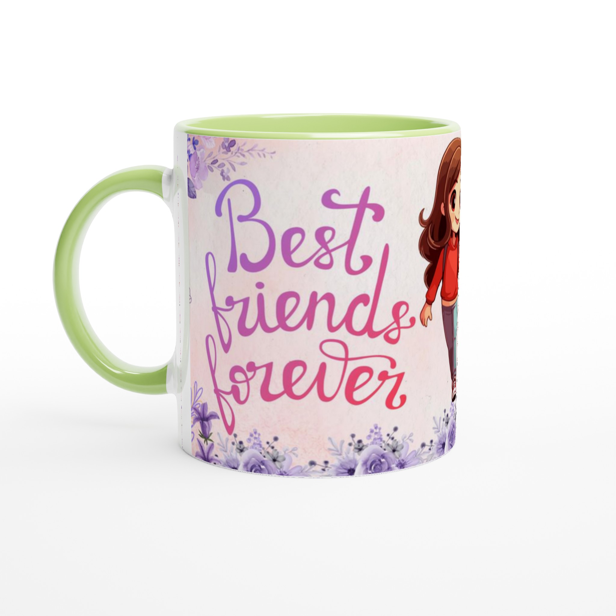 Vit 11oz keramisk mugg med charmigt bästa vänner-motiv i mjuka pastellfärger 7 4206b10d-5279-46b4-8f83-16de26bd24dc