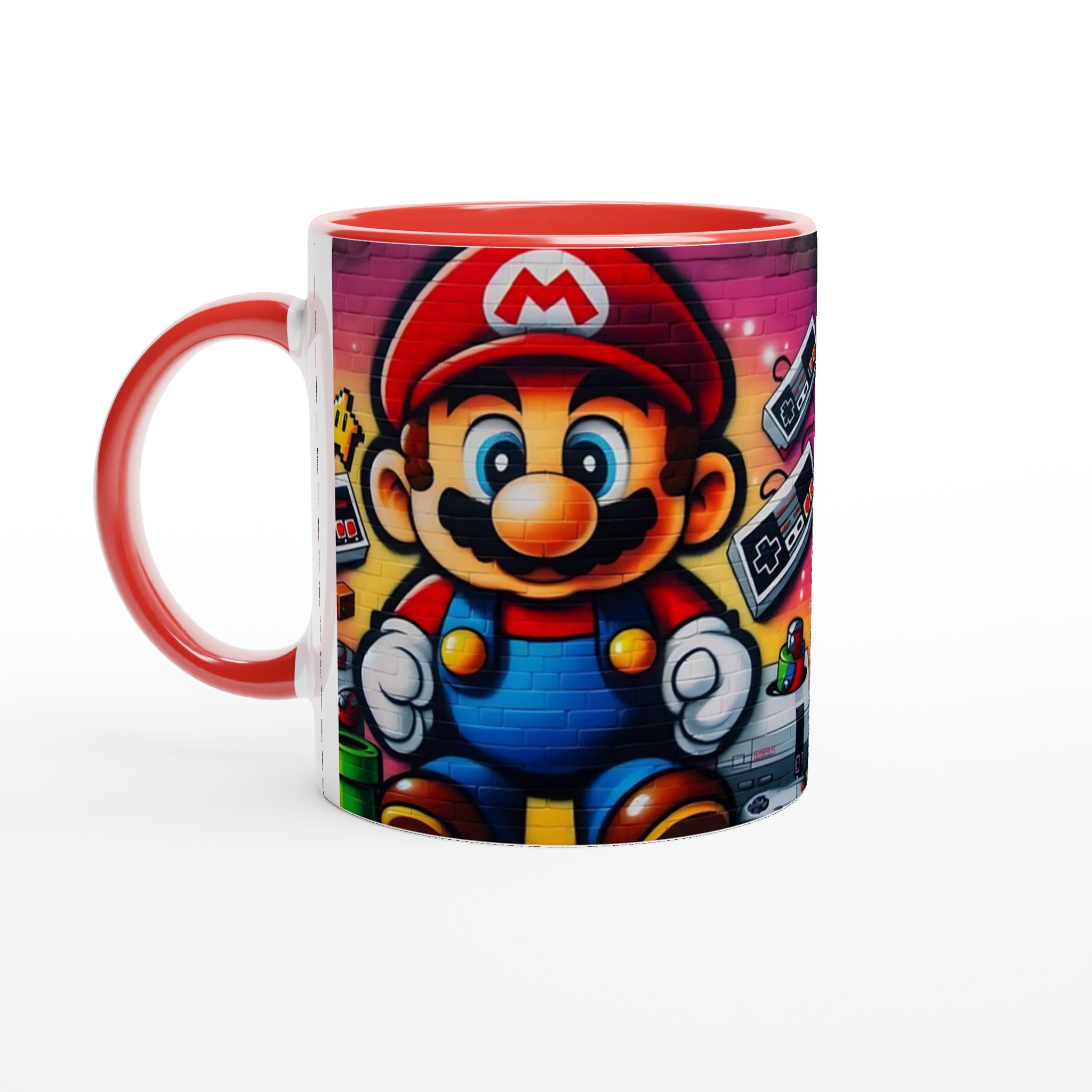 Vit 11oz keramisk mugg med retro gaming-motiv i livfulla färger – välj din favoritfärg 5 42329c1d-9f61-4b33-82e5-5f877626043f