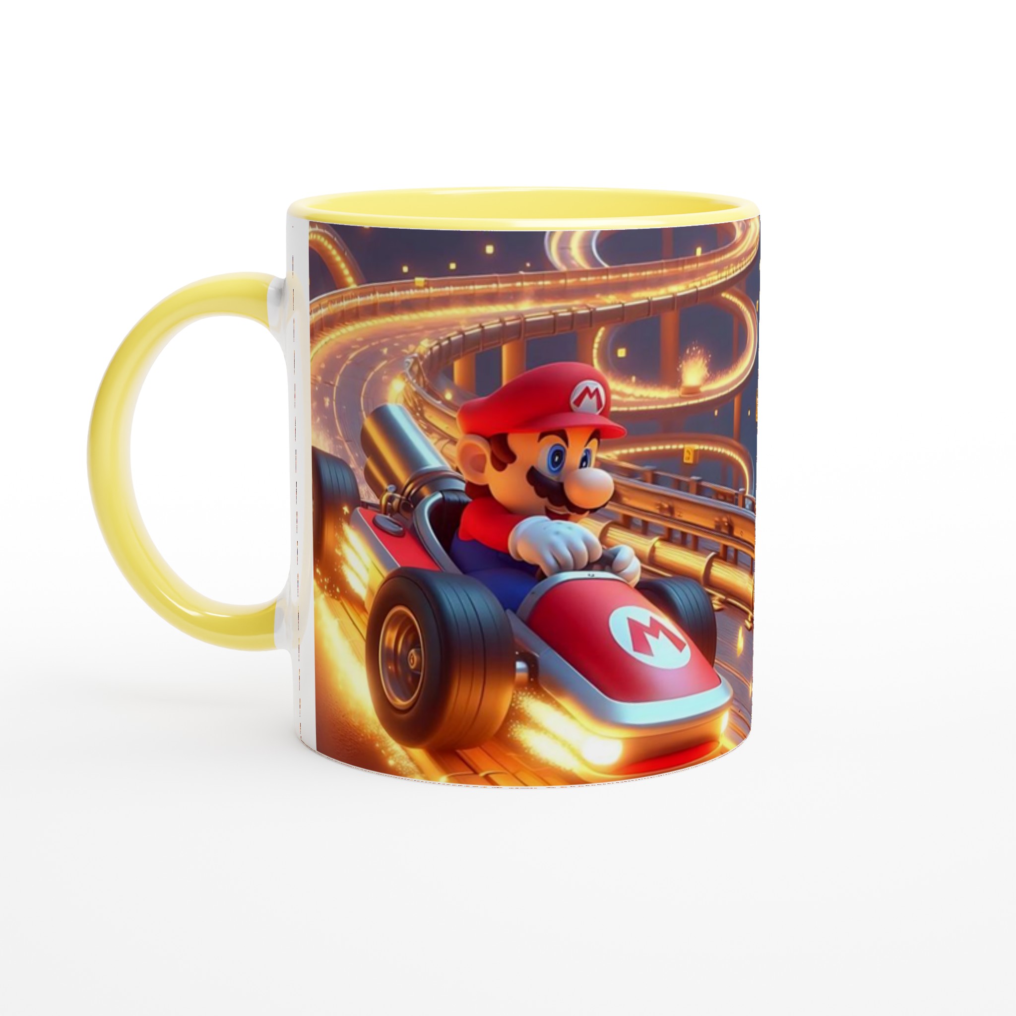 Vit 11oz keramisk mugg med dynamiskt racerbilsdesign i ditt val av sju färgstarka nyanser 3 42477759-feb9-49a0-b766-e1d3ed806ad7