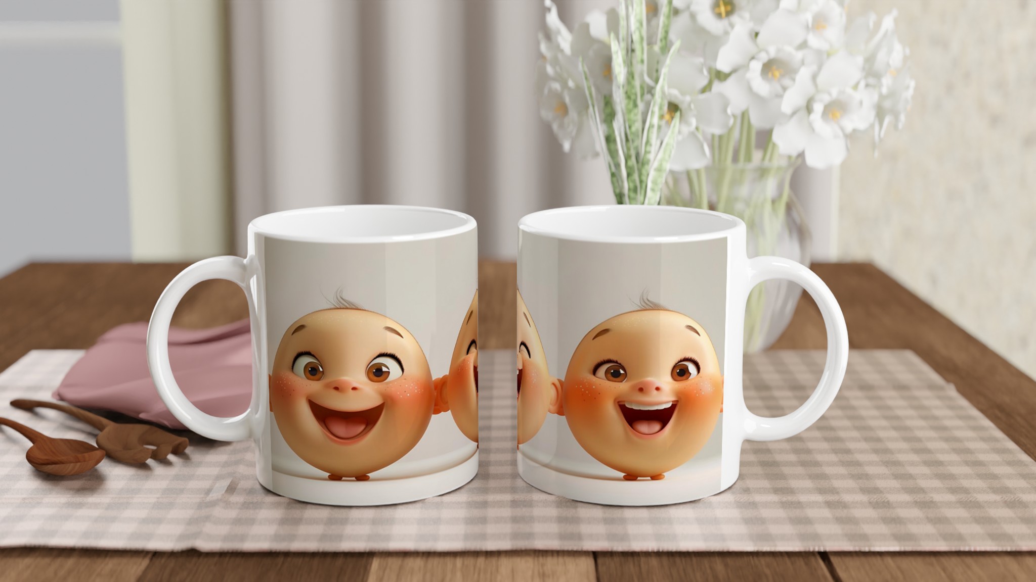 Glad Bebis Mugg - Keramisk Kopp med Charmigt Ansikte och Personliga Färgalternativ 10 424d171d-49f6-46d7-8911-59910c76ad53