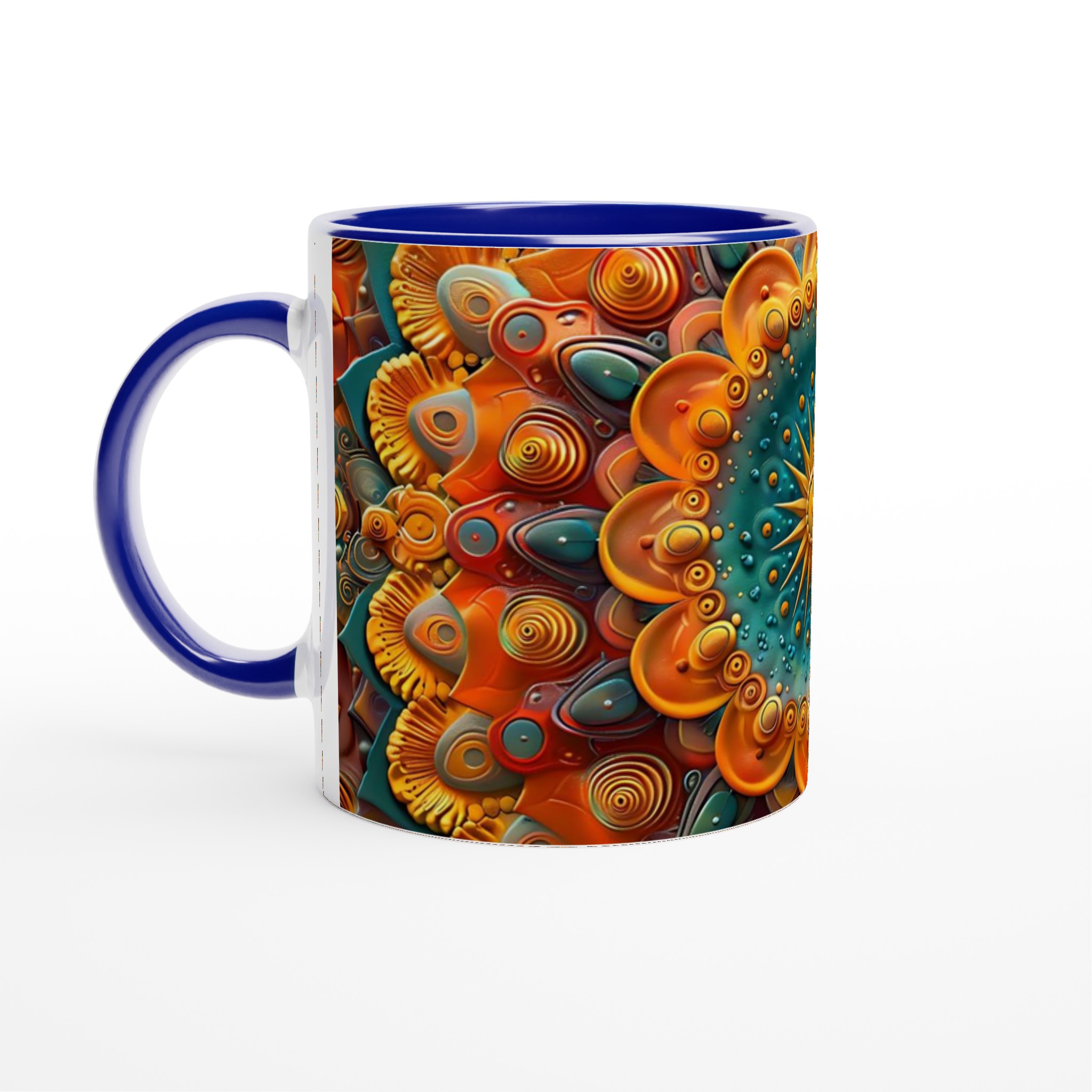 Abstrakt Mandala Keramikmugg - Livfulla Turkosa och Orangea Mönster 2 427412cd-4d08-489f-a911-372d197d84af