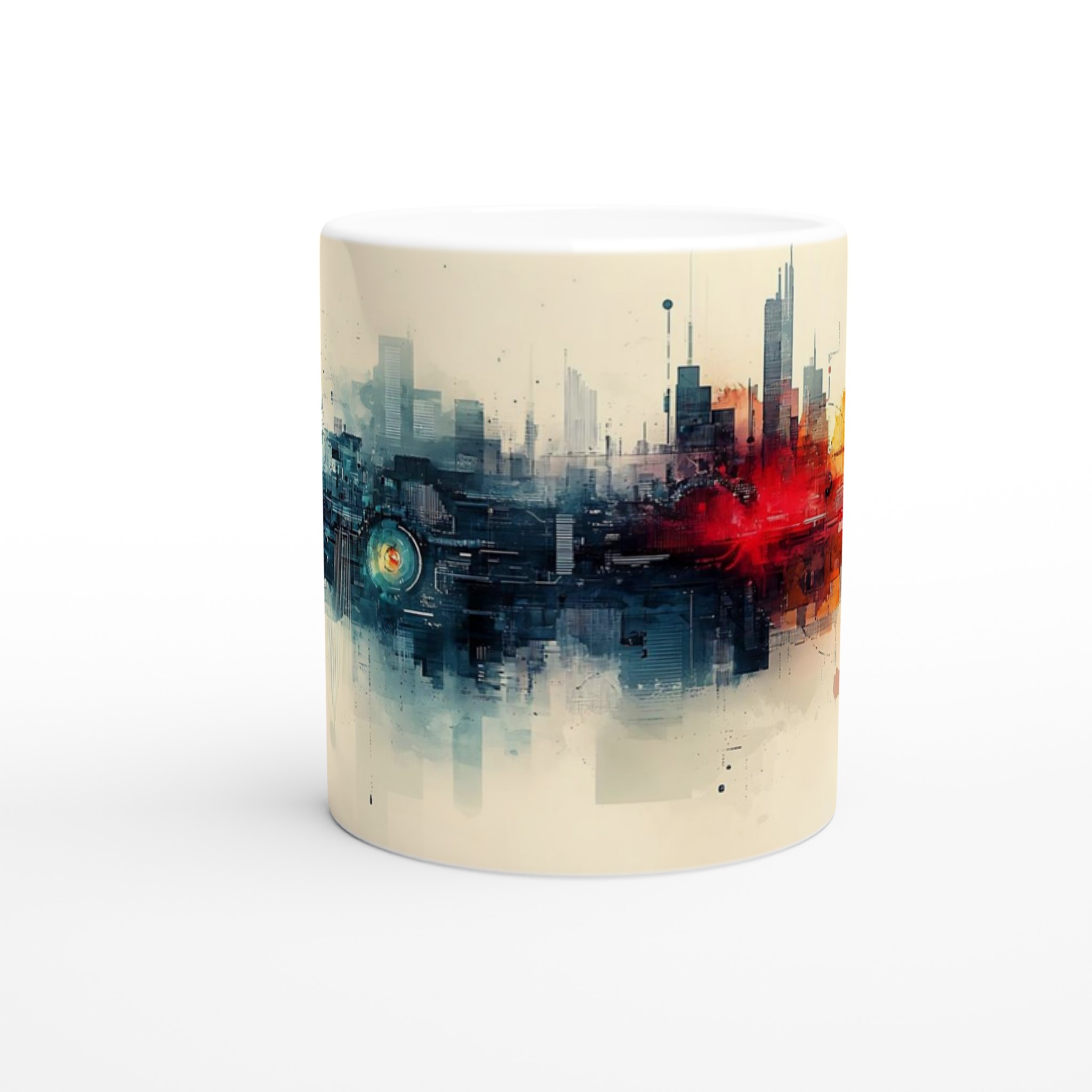 Abstrakt Stadsbild 11oz Keramikmugg – Välj bland 7 Livfulla Färger 8 42829258-6ff2-4be5-81bc-d4a312571aea