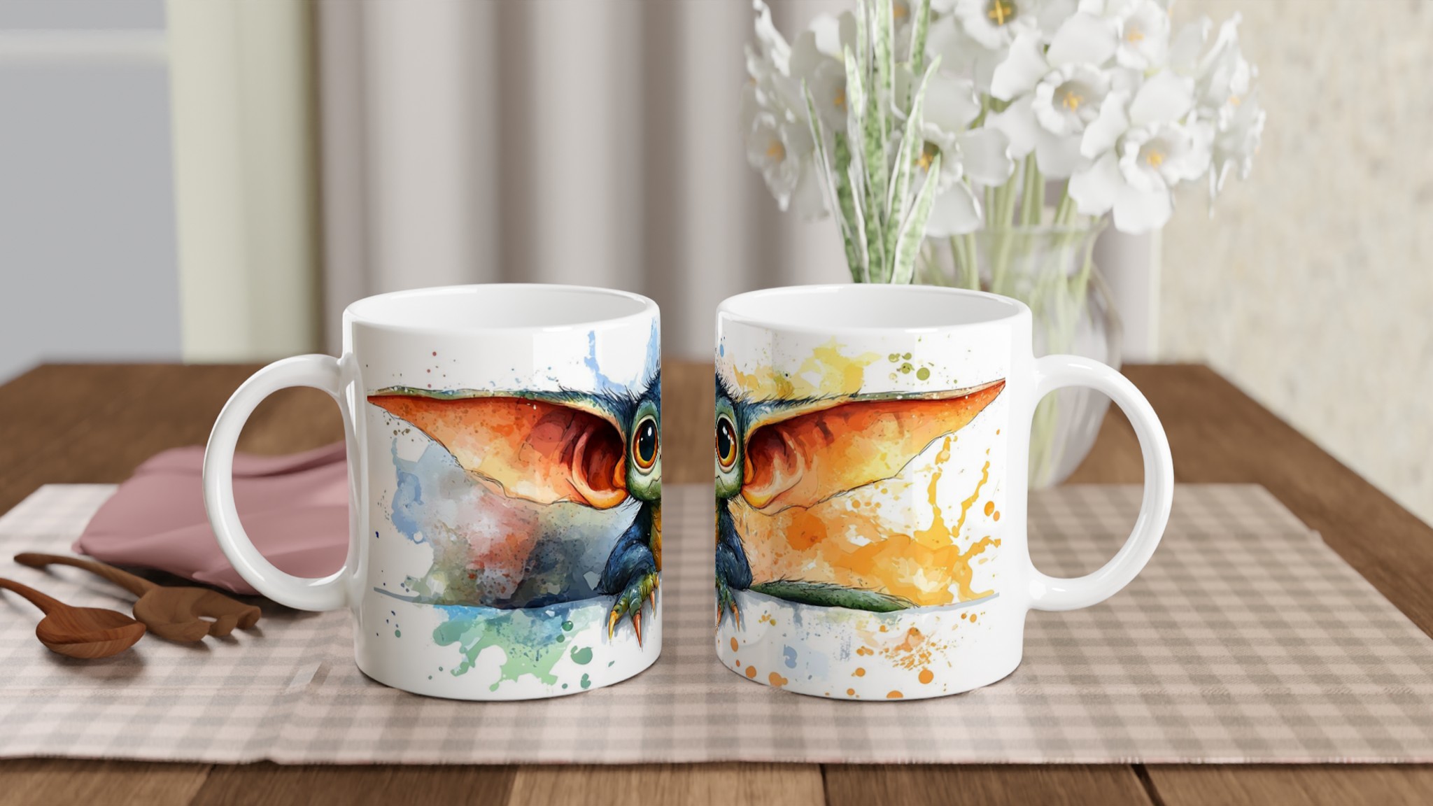 Söt Liten Varelse 11oz Keramisk Mugg – Lekfull Vattenfärg för Kaffestunden i Sju Färger 10 42898d34-d71f-4154-9ab7-479a37aac50b