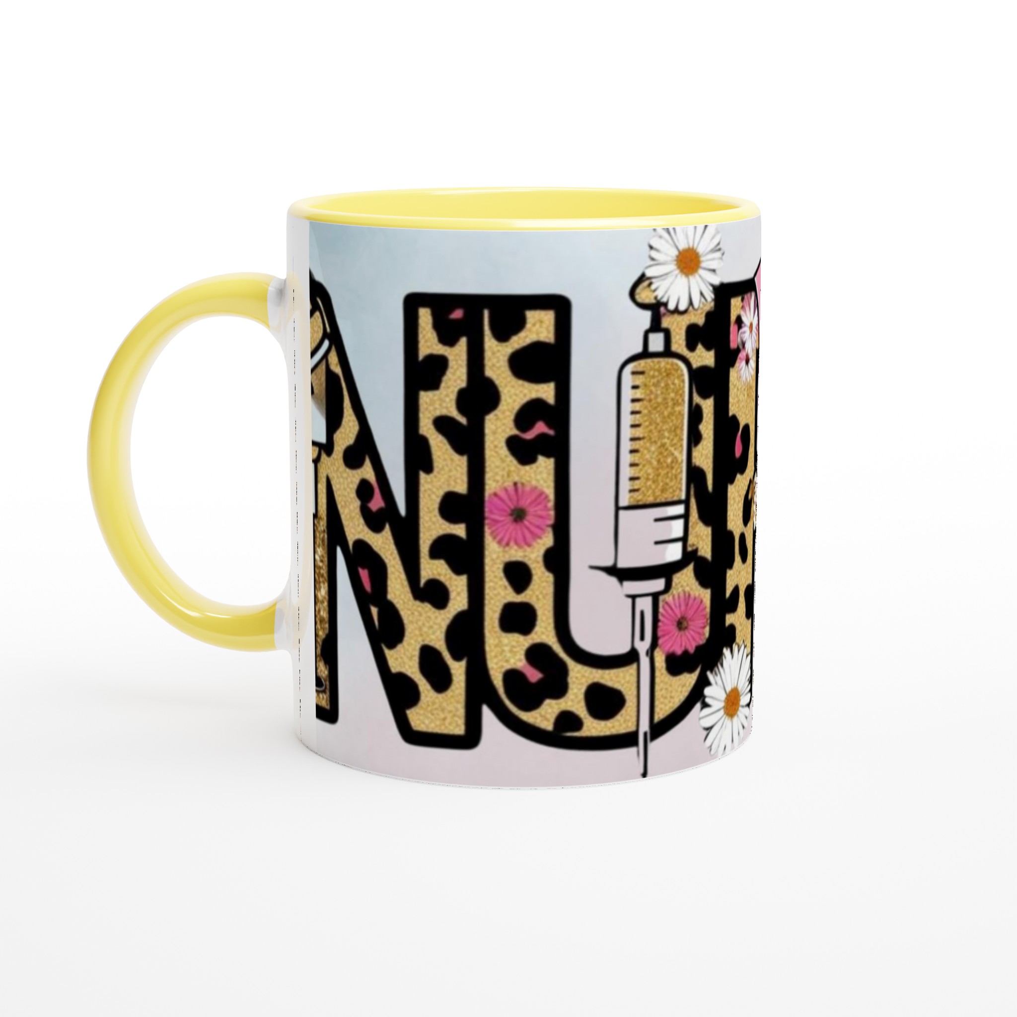 Vit 11oz keramisk mugg med gnistrande leopardmönster och blomsterinspiration – välj din favoritfärg 3 4297e2d2-ebe8-4603-ab0b-a3302f6f7f8b