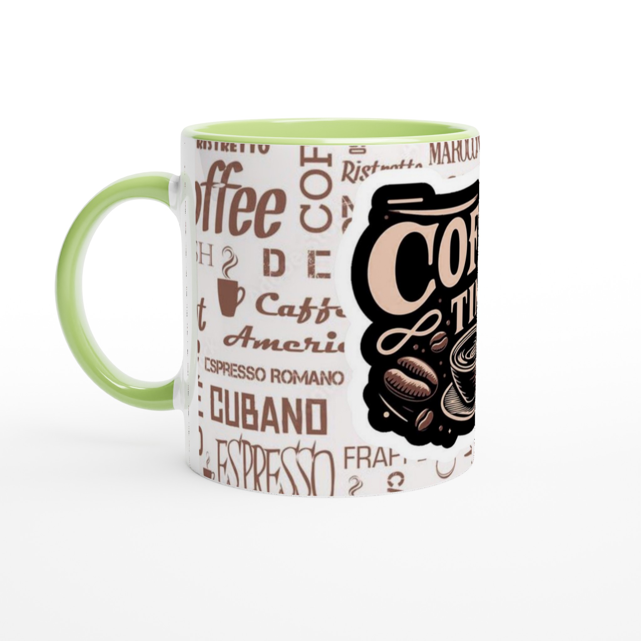 Vit 11oz keramisk mugg med ”Coffee Time”-design i tidlöst kaffeinspirerat uttryck 7 42f15b11-03f5-4a98-88b0-3d3cc3ebcdb8