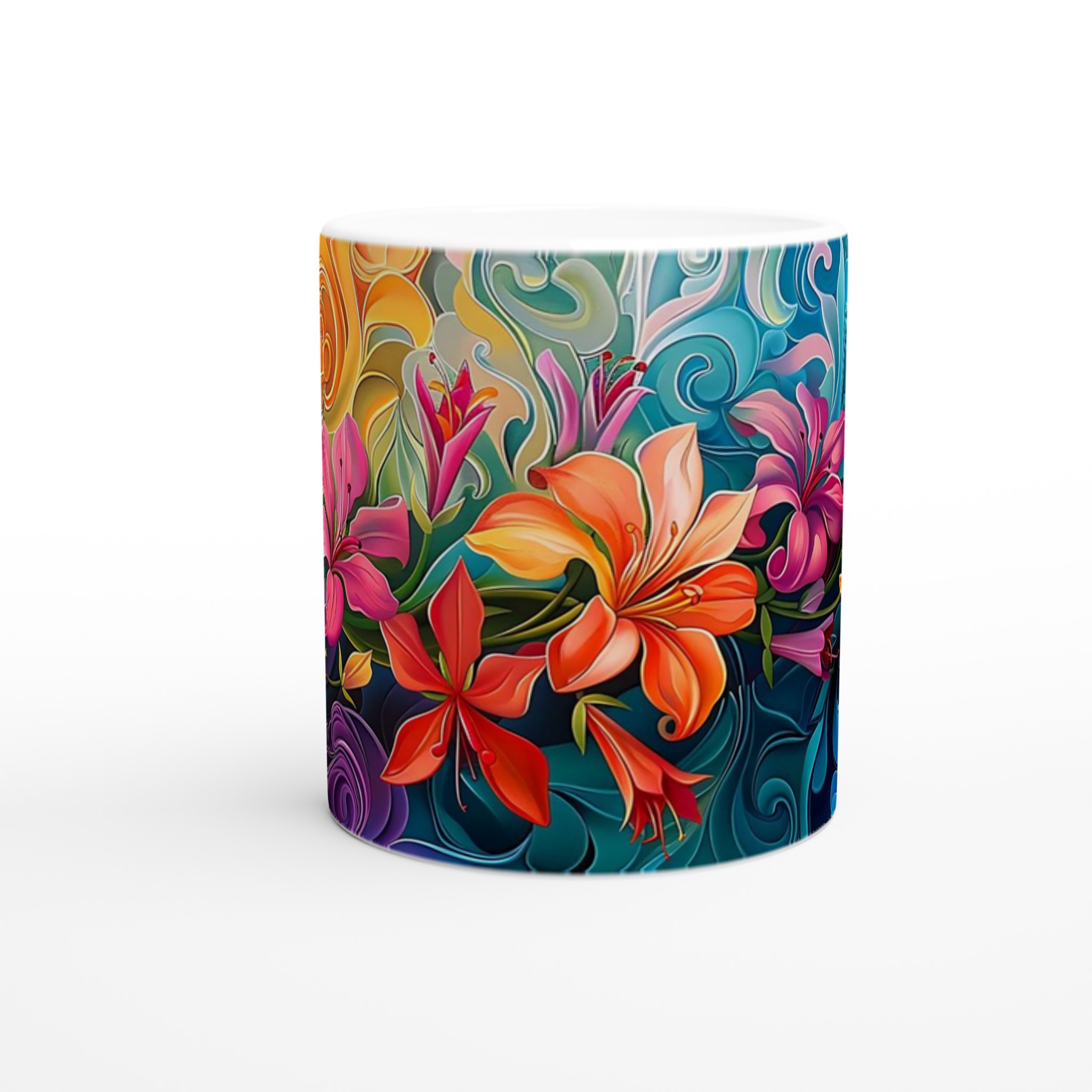 Färgsprakande Blomstermugg – 11 oz Keramikmugg i ditt val av 7 livfulla färger 8 4304acd9-d243-4f33-a2d0-e576fadcfc6b
