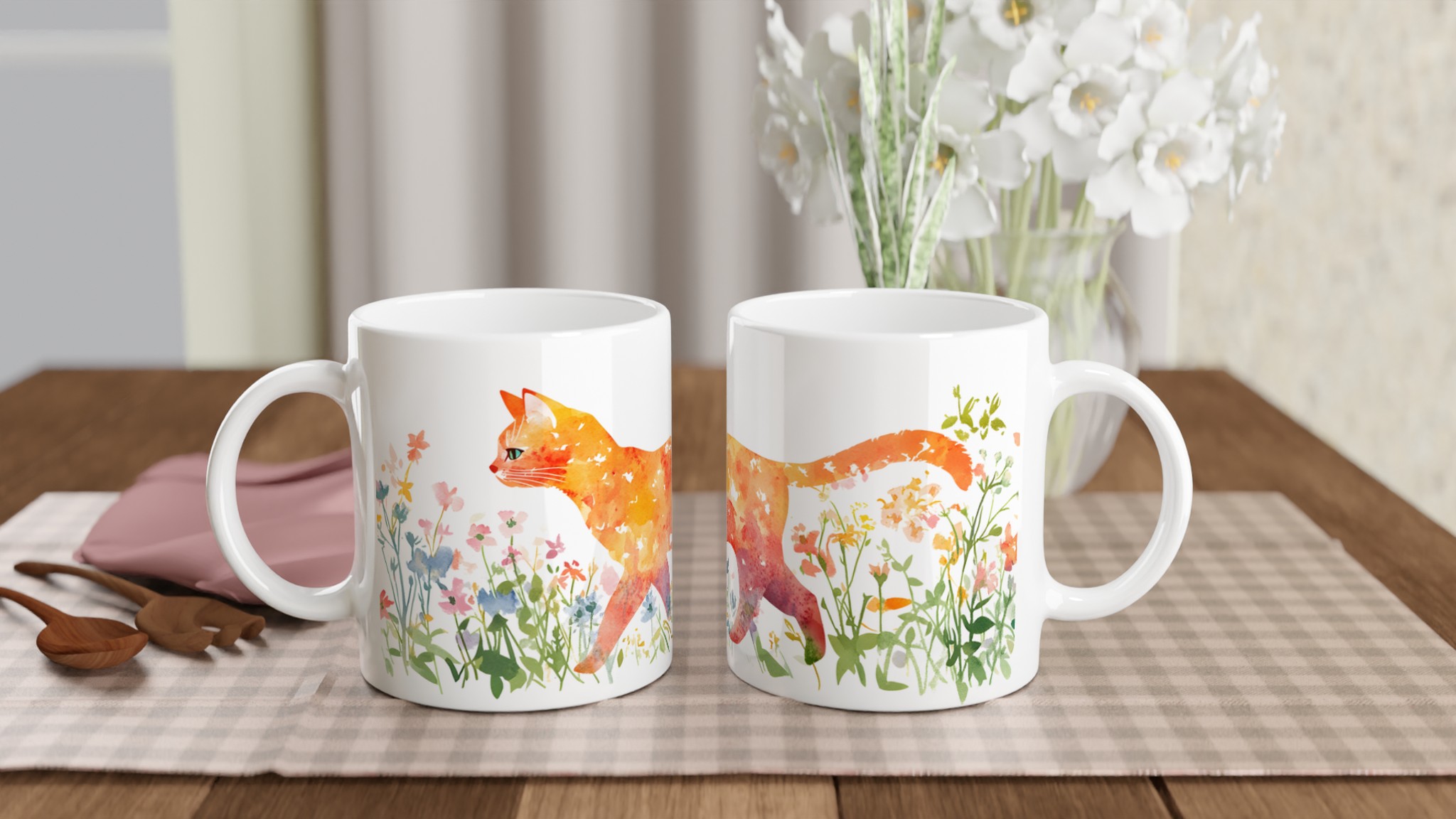 Mugg med Akvarellkatt i Blomsterhav – Välj din Färg för en Personlig Touch! 10 4309ef09-e053-46bd-9996-360c4b1f786b