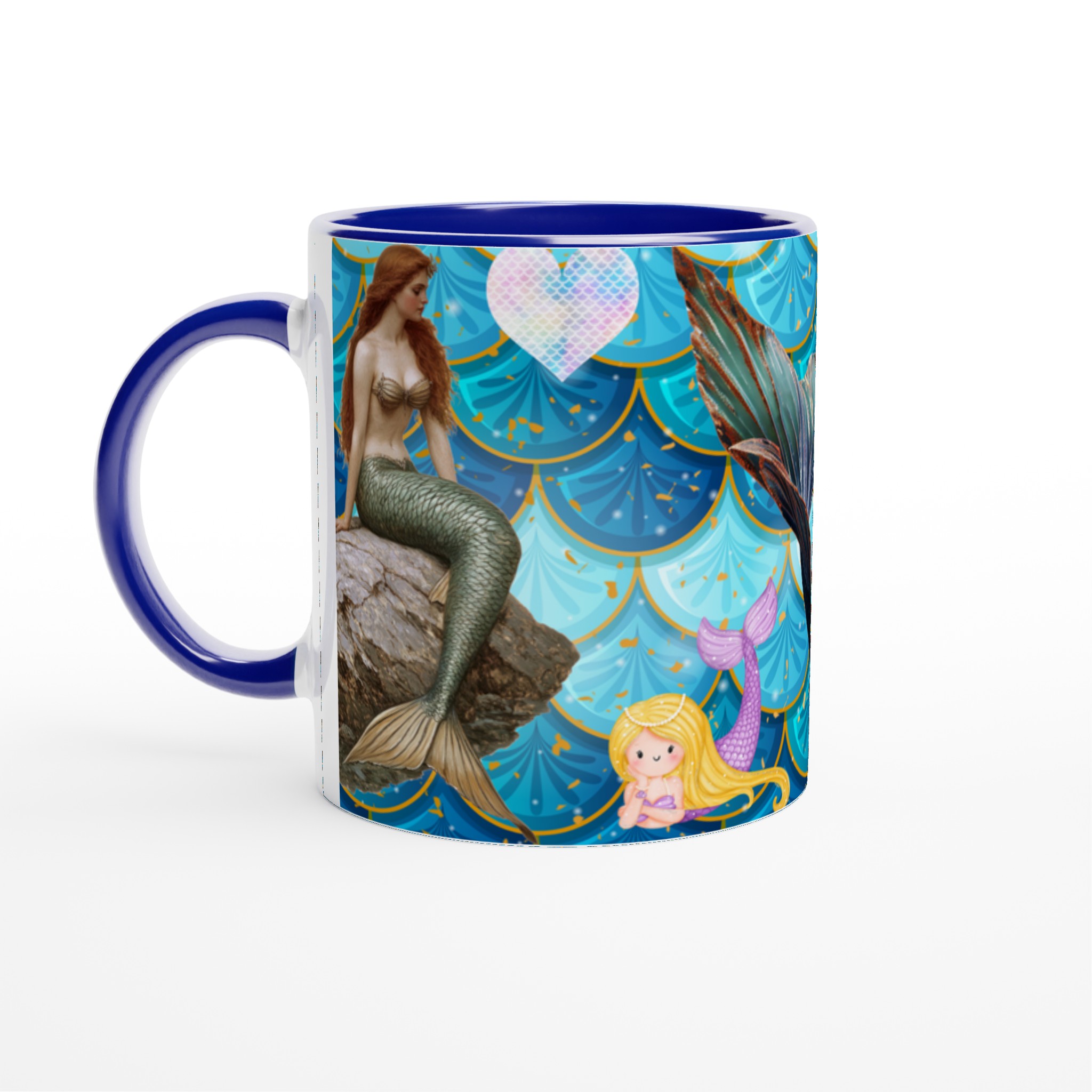 Vit 11oz keramisk mugg med magiska sjöjungfruillustrationer i flera livfulla färger 2 4346092b-25fd-4a08-8208-a3437710dec6