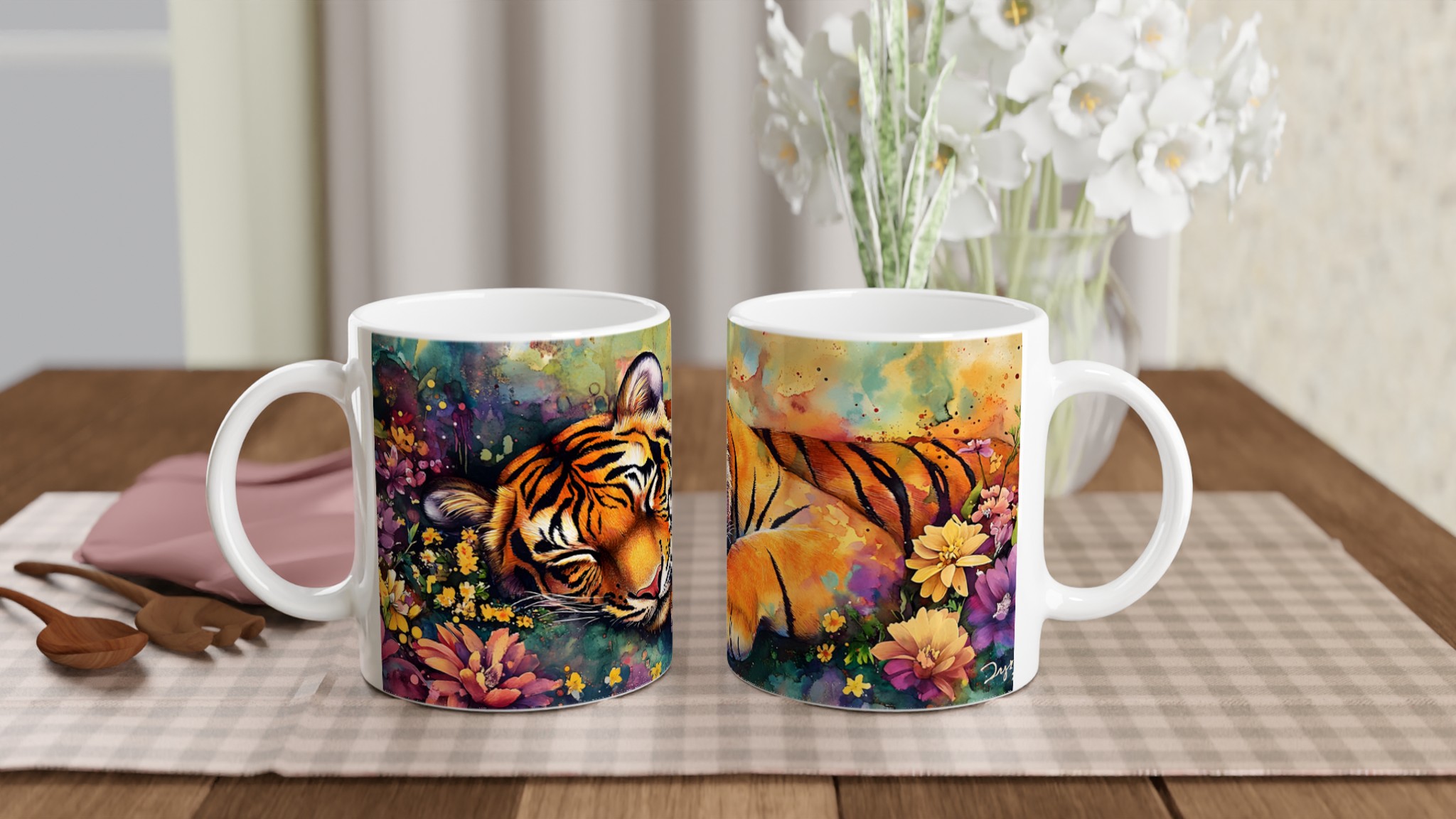 Vit 11oz keramisk mugg med färgstark tigerdesign – välj bland sju livfulla keramiska nyanser 10 43619dad-b483-45e1-8017-49bbcd9139fa