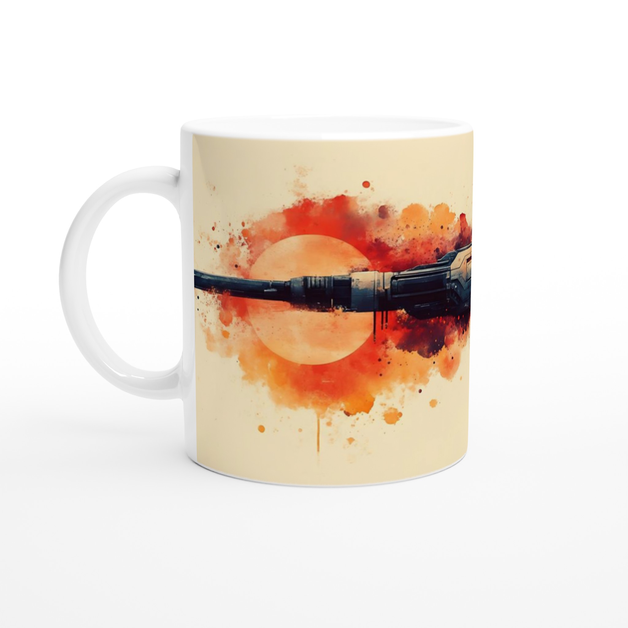 Kosmisk Krigare Keramisk Mugg - Akvarell Sci-Fi Stridsfartyg i 11oz Premium Keramik 1 43a09147-93d4-47d4-9494-9638c2f2ebaa