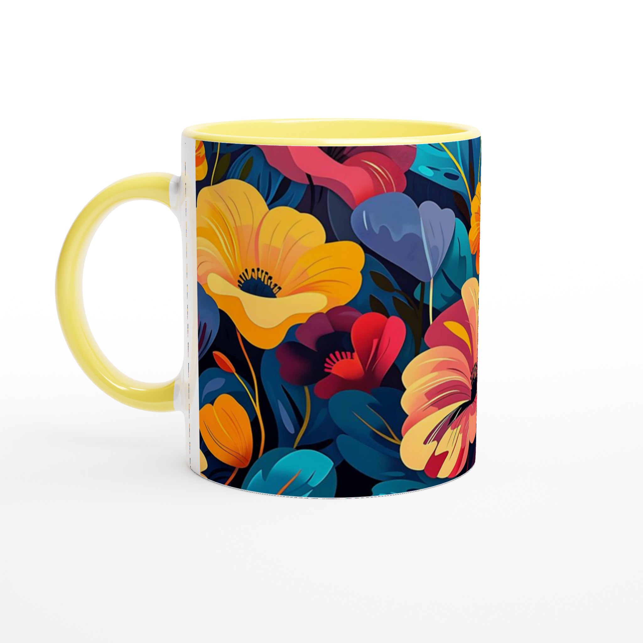 Tropisk Blomsterglädje 11oz Keramisk Mugg – Färgglad Design för Kaffe- & Teälskare 4 43bd9c5c-d0f9-48d4-9b4e-24b38d0e5ead