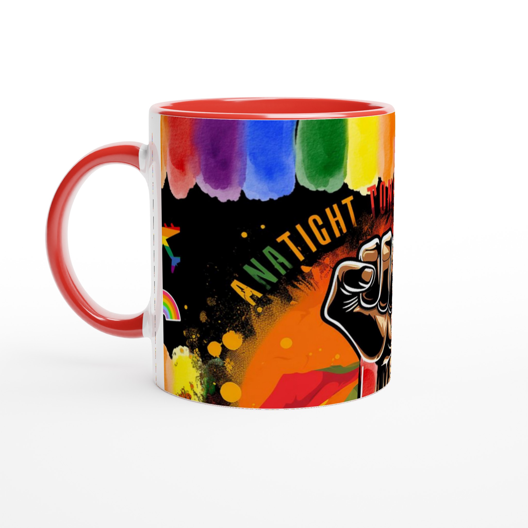 Vit 11oz keramisk mugg med färgstarkt kraftfullt motiv och regnbågsinspiration 5 43c35aa6-cba4-4734-b232-cc80654b3859