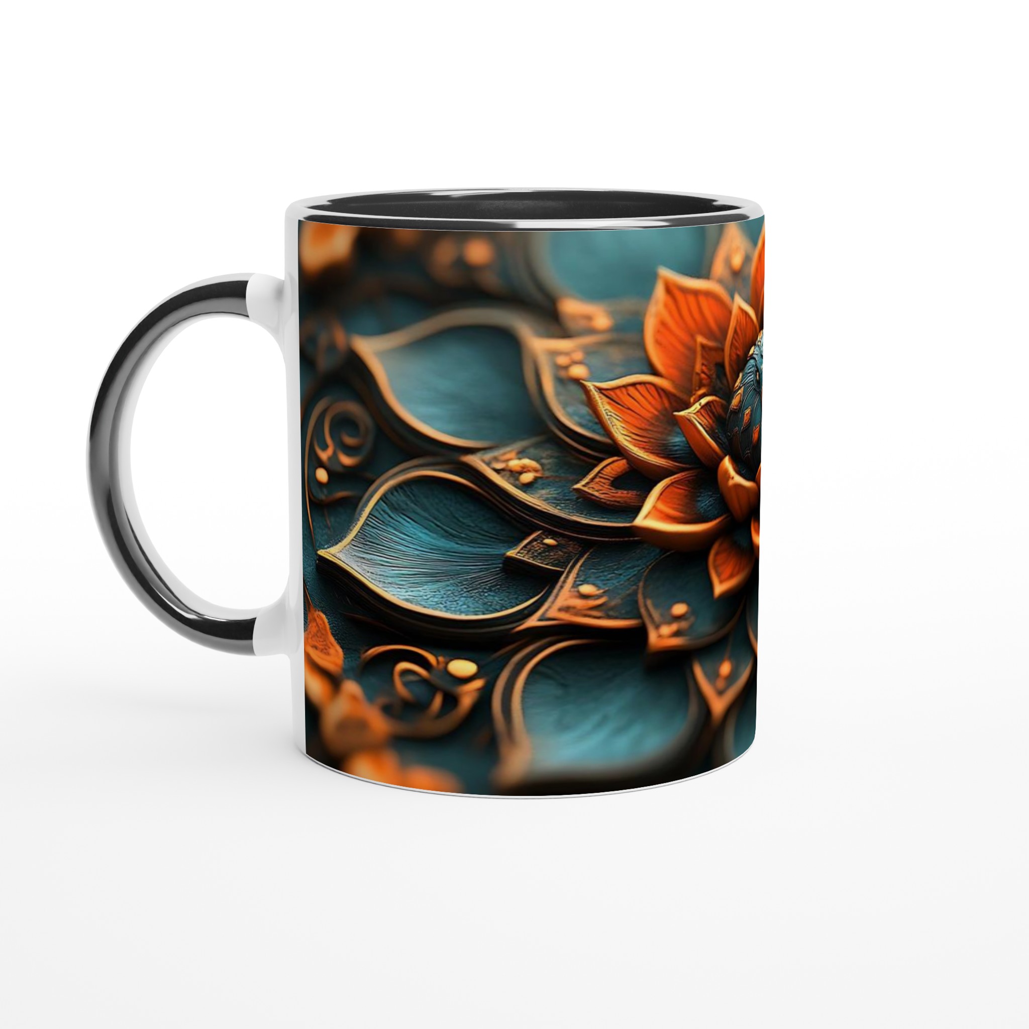 Abstrakt Mandala 11oz Keramikmugg – Teal och Guld Design 4 43cd688c-701d-435a-8616-83741767c2b2
