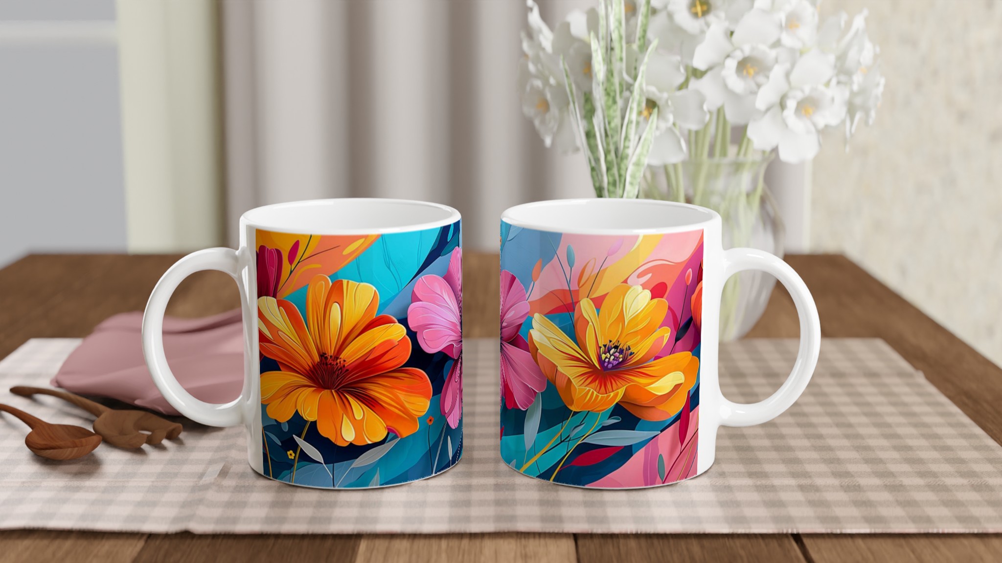 Färgglad Blommig 11oz Keramisk Mugg – Konstnärligt Tryck för Din Favoritdryck 10 4401d593-4fe1-4136-b5c9-8c6096063b11