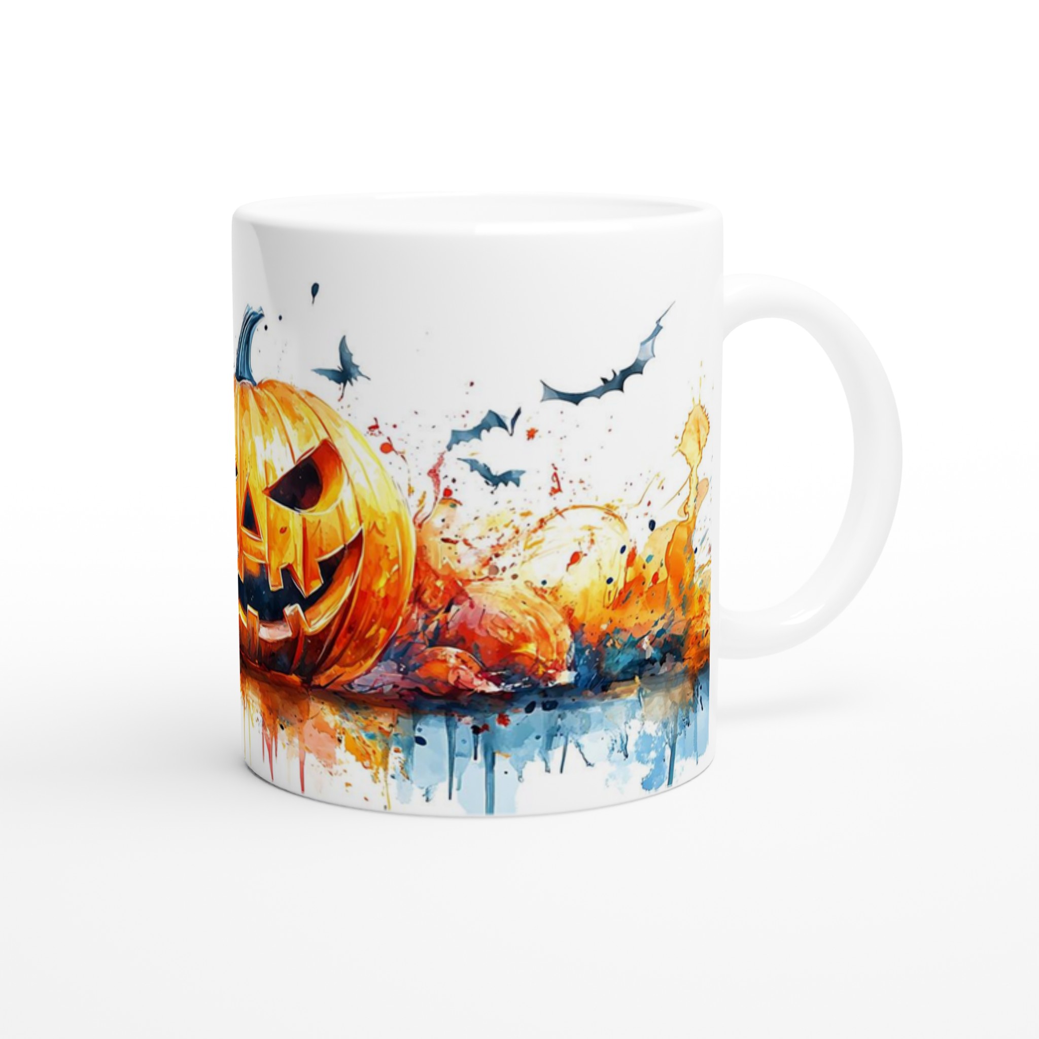 Spöklik Akvarell Halloween Mugg - Skrämmande Pumpa Design i Livfulla Färger, 11oz Keramik 9 440ef2bf-eb70-4fde-9465-1da4fc2c3e64