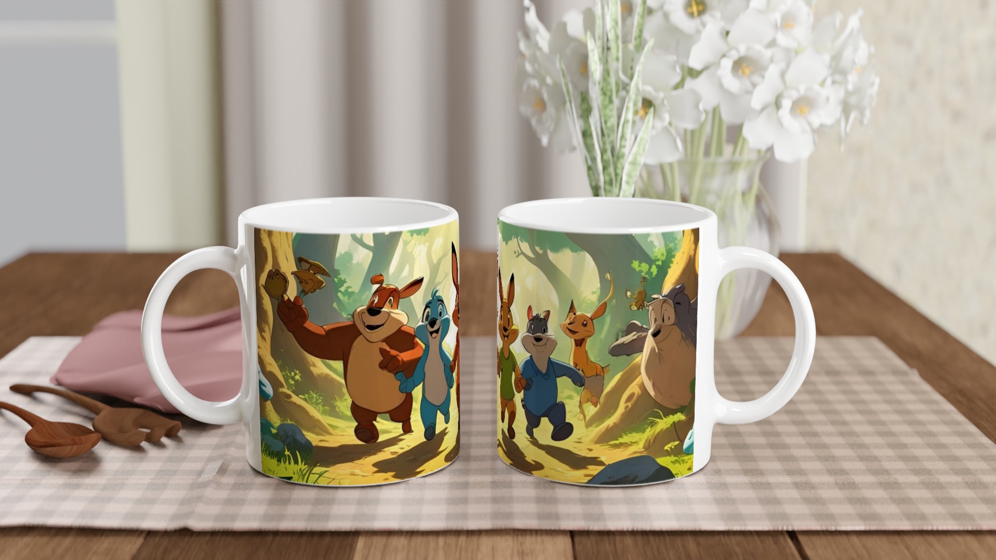 Vit 11oz keramisk mugg med färgstarkt tecknat djurmotiv – välj bland 7 livfulla färger 10 441d224c-de7d-4a1b-bd16-c8113c12fdc5
