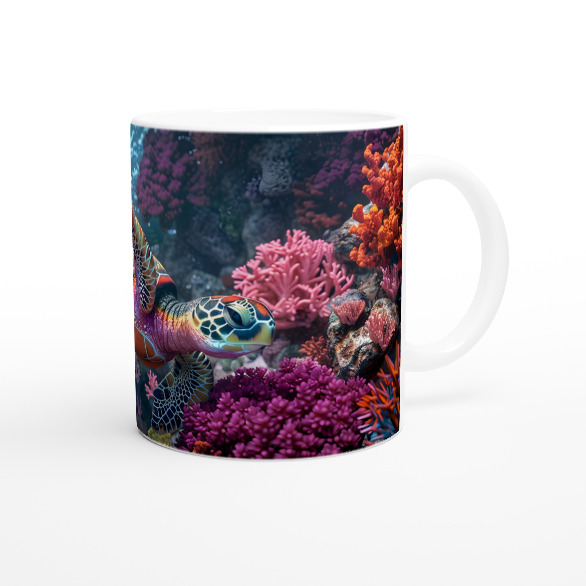 Oceanisk Prakt Keramikmugg – Färgglad Havssköldpadda med Koraller i Valfri Kulör 11oz 9 444093aa-f304-4129-ab7b-f3b8bc86daa8