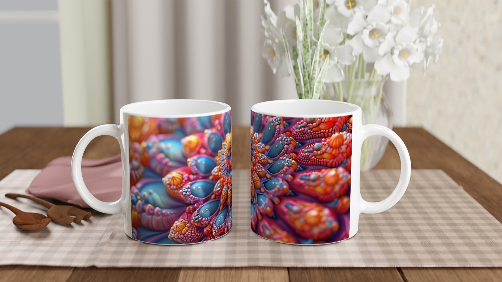 Abstrakt Fraktal Konst Mugg – 11 oz Keramikmugg i Levande Färger för Att Lyft Ditt Kaffestund 10 445bea21-df56-4922-a44d-78013d5d9c65
