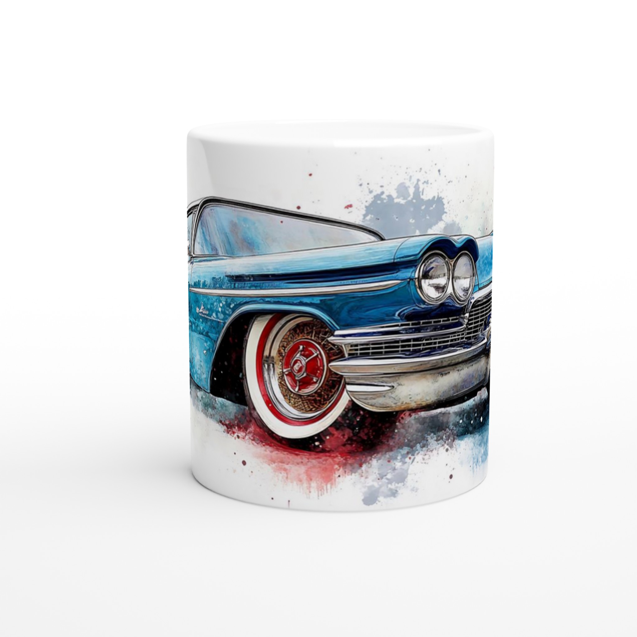 Klassisk Cadillac Vattenfärgsmugg – 11oz Keramikmugg i Vintage Amerikansk Bildesign 8 448b4baa-712f-4558-a38e-b7835d412a7a
