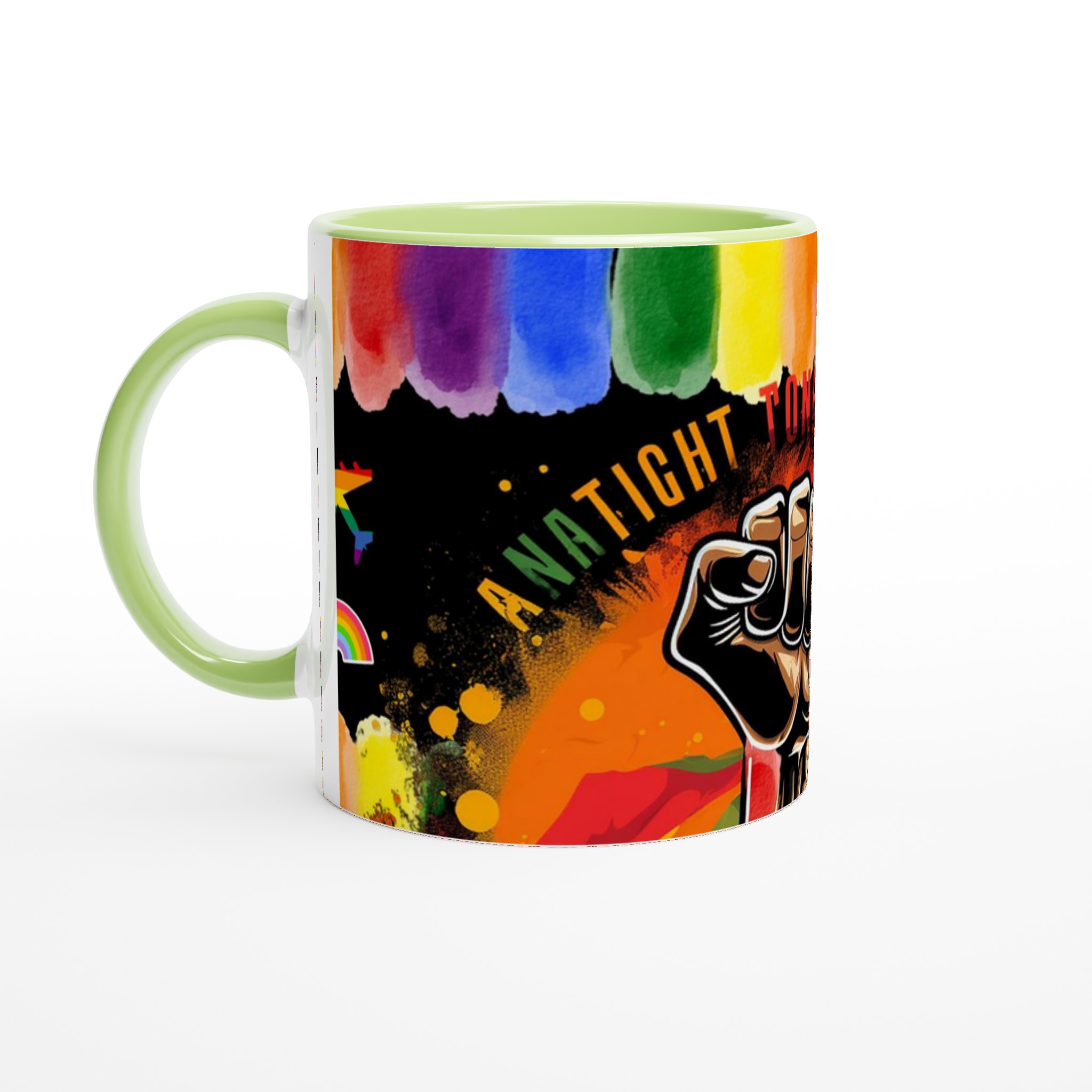 Vit 11oz keramisk mugg med färgstarkt kraftfullt motiv och regnbågsinspiration 7 44a13c4a-4575-4a1c-9821-e54be17f4988