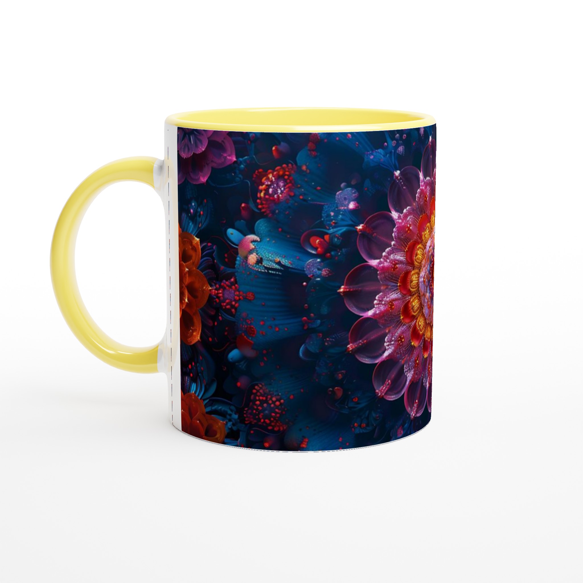 Kosmisk Blomstermugg – 11oz Keramisk Mugg med Hypnotisk Floral Design i Valfri Färg 3 44d6c3a7-4152-42bc-a79c-23f21a4fc83a