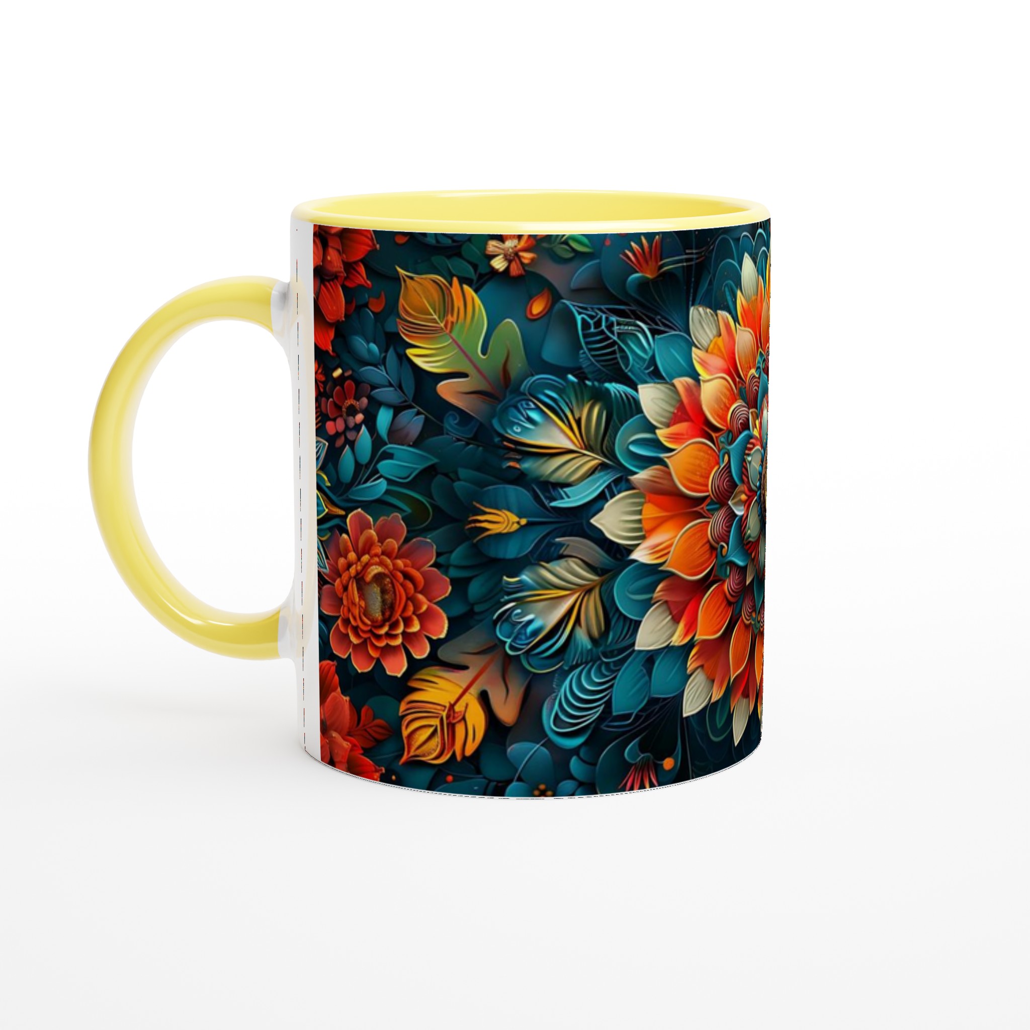 Tropisk Färgexplosion – 11oz Keramikmugg med Levande Blomdesign i ditt Val av Färg 3 44ebc94a-3c92-40c2-8d7b-6952ee07bb6f
