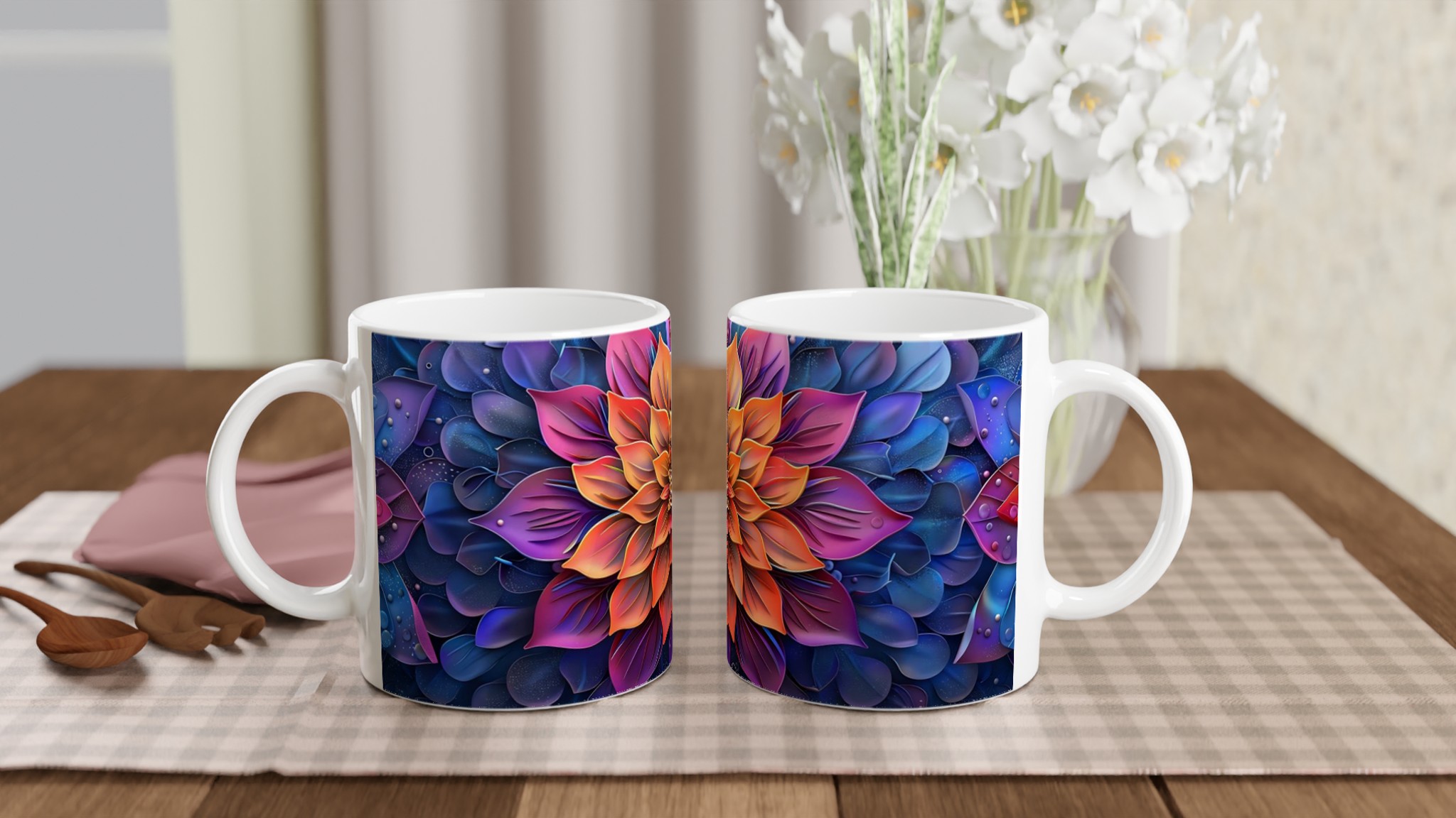 Abstrakt Mandala Blommig Keramikmugg – Vibrerande Färgstark 11oz Kaffemugg 10 45234eac-312a-4fbe-96fa-0be92f68104f