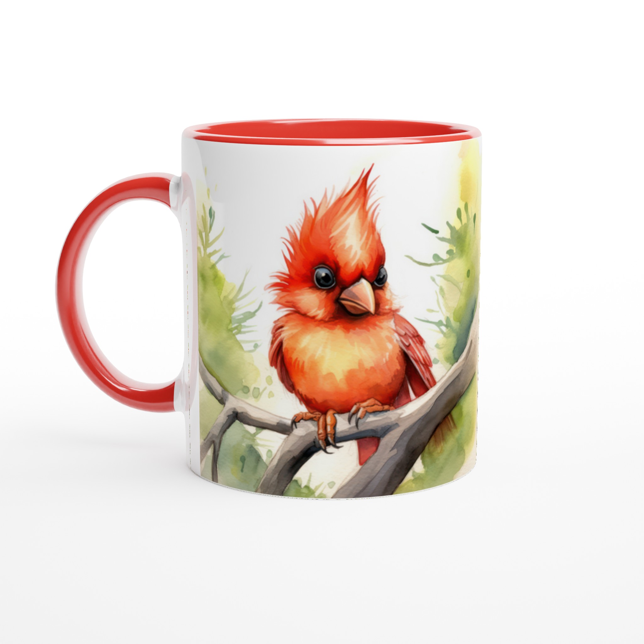 Vit 11oz keramisk mugg med livfull kardinalfågel – välj mellan sju färgstarka keramfärger 5 452ea887-8ed3-4bba-8e5c-91b4a2429dcc
