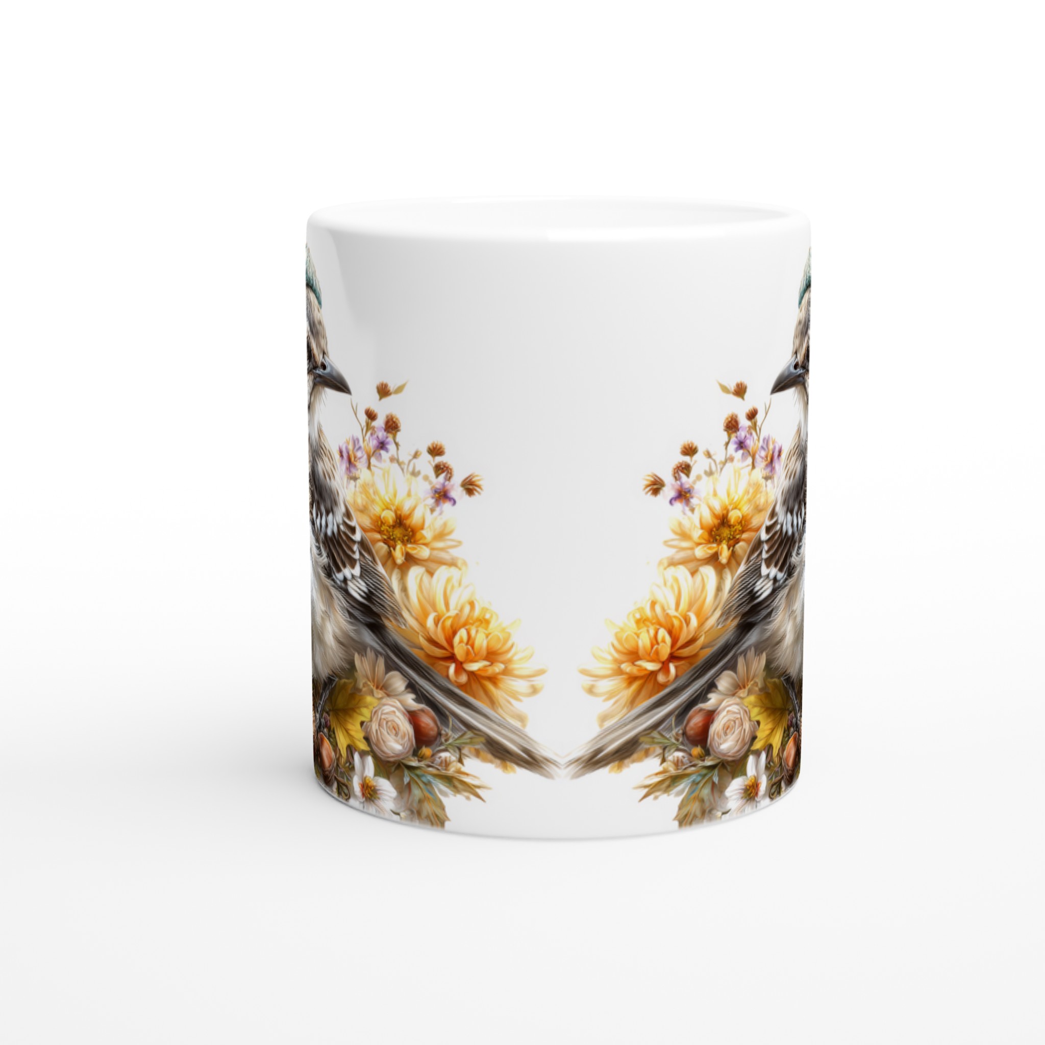 Vit 11oz keramisk mugg med charmigt fågelmotiv i mjuka höstfärger – välj din favoritfärg 8 4539ee2d-91ae-4372-9e55-ed7f675df32a