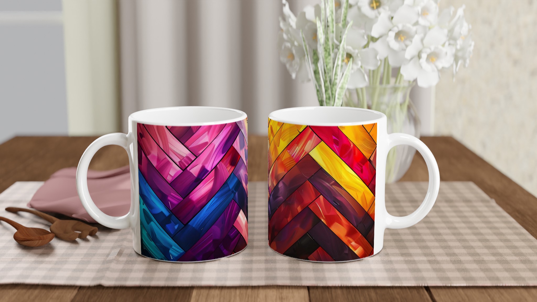 Abstrakt Mosaik Keramikmugg - 11oz Vibrant Konstnärlig Design i Flera Färger 10 453ee26a-f214-4fc3-aea1-d15e7fa7fc61