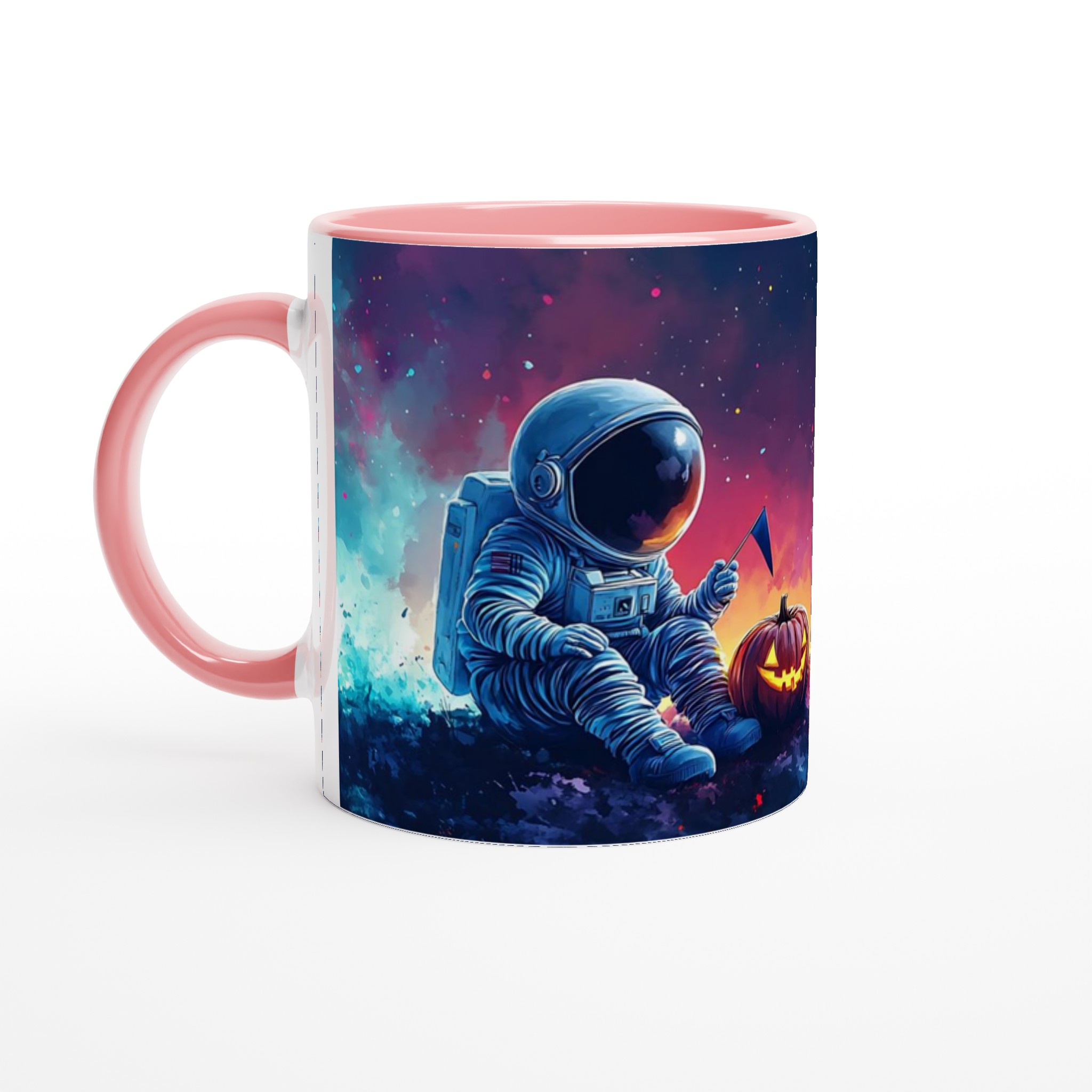 Kosmisk Halloween: Astronaut & Pumpa 11oz Keramisk Mugg – Välj bland 7 Livfulla Färger! 6 453fe060-be05-4652-a774-ce46f3b7823c