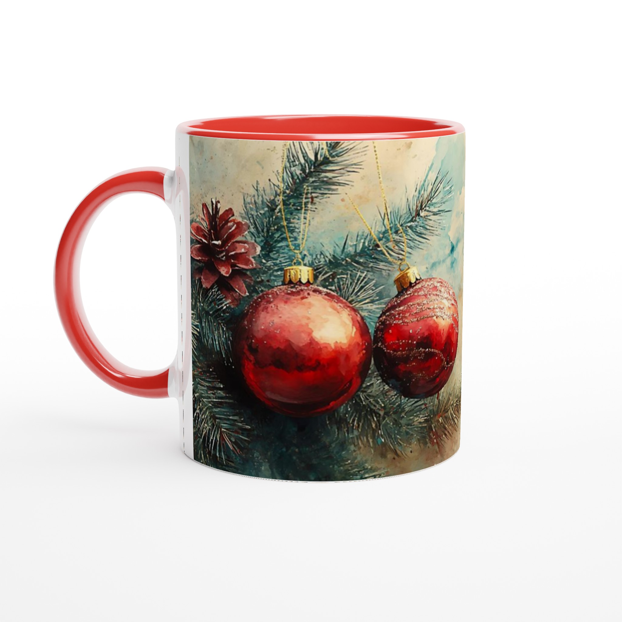Festlig Vattenfärg Julmugg – 11 oz Keramisk Kaffemugg med Akvarellinspirerad Design 5 455163a7-f8bd-4761-ab2d-240636bfcbab