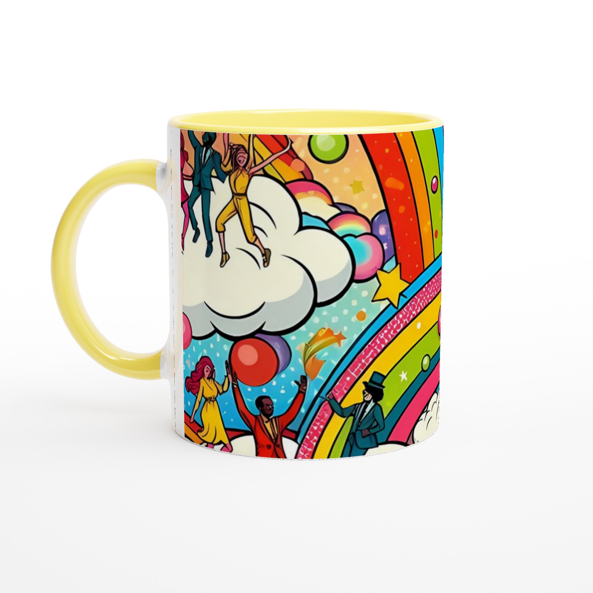 Vit 11oz keramisk mugg med färgstarkt festmotiv – välj mellan sju livfulla keramiska nyanser 3 45622b45-f9e0-4a32-a654-5b20ebddd167